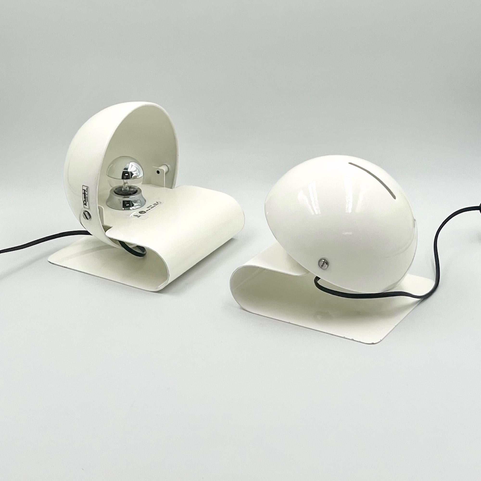 Space Age Harveiluce Guzzini 'Bugia' 70s Lamps Giuseppe Cormio in White – Set of 2