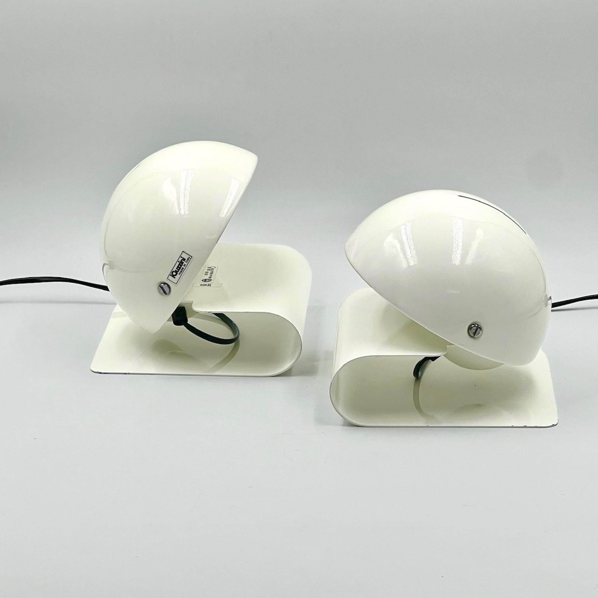 Harveiluce Guzzini 'Bugia' 70s Lamps Giuseppe Cormio in White – Set of 2 1