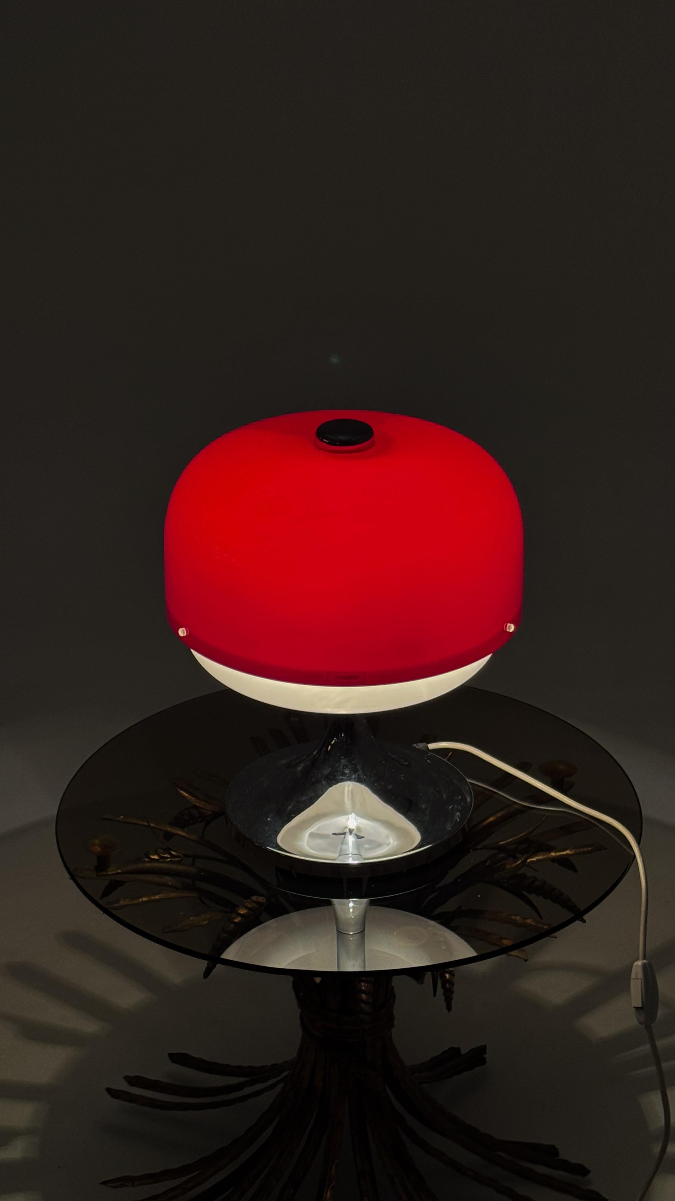Cromo Lampada da tavolo vintage Harver Guzzini Medusa Red Rare