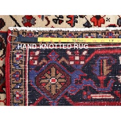Apple Red Abrash Pure Wool Hand Knotted Vintage Zoroastrian Heris Oriental Rug