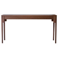 Harvest Console Table in Walnut and Brown Leather