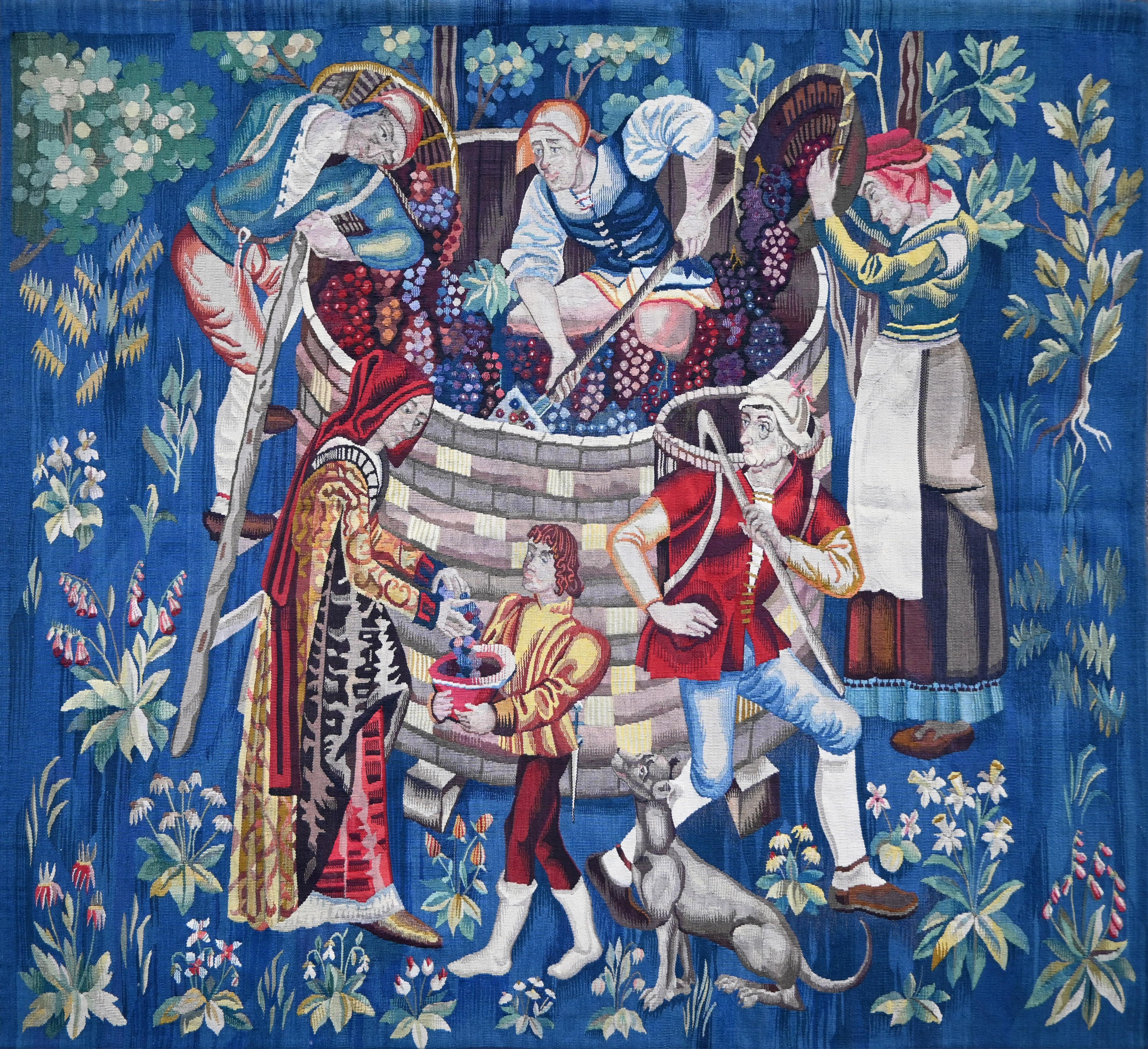 Harvest French Aubusson Tapestry - Certified By Henri-françois Faureau -No. 1629