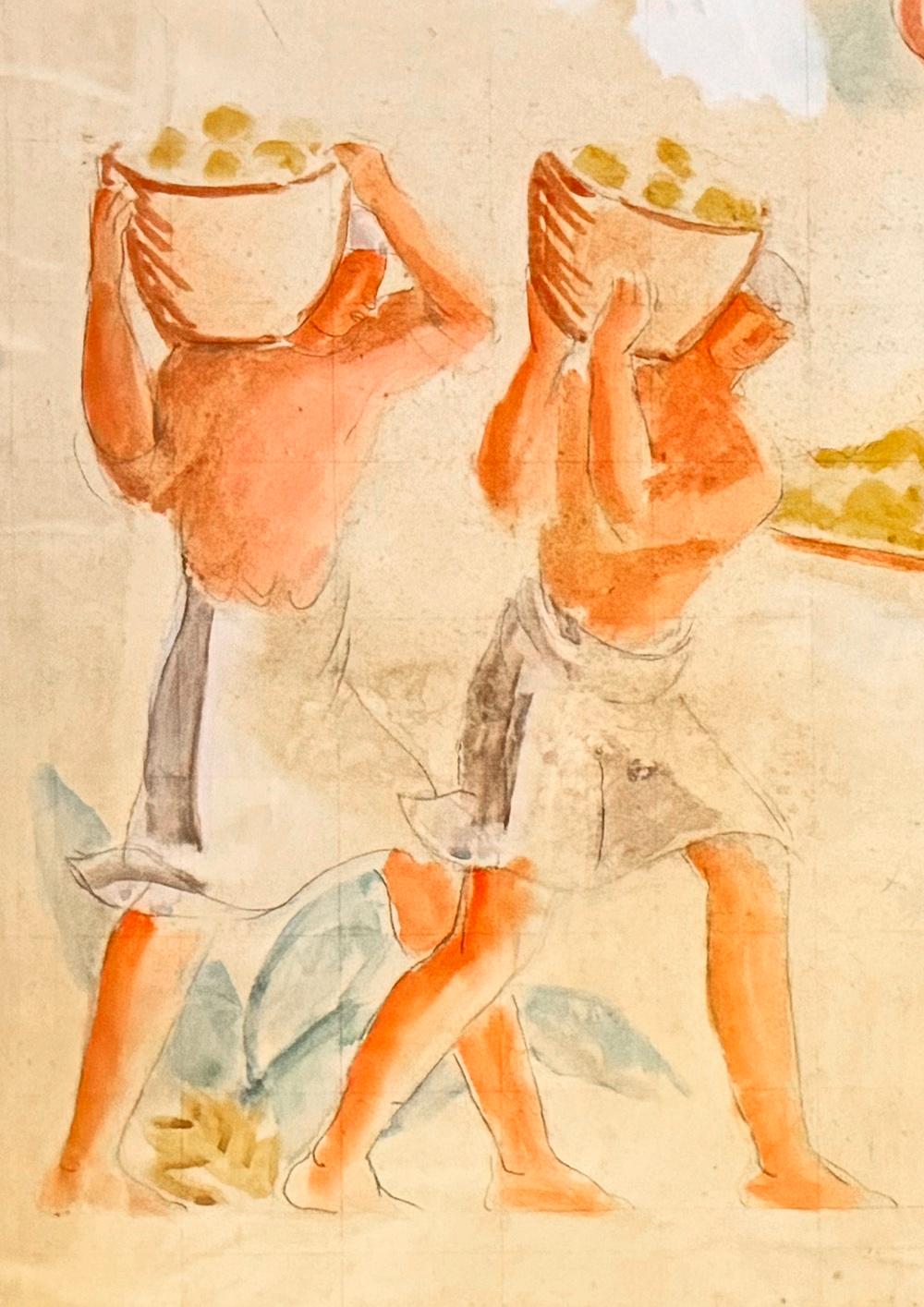 Preuve que la Scandinavie a égalé la France dans l'adoption du modernisme et de ce que nous appelons aujourd'hui l'Art déco, cette importante étude murale a été réalisée par Jais Nielsen en 1923 pour les jardins de Tivoli à Copenhague. Représentant