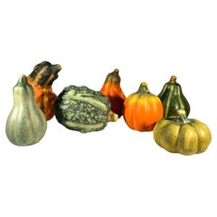Harvest Of Italian Ceramic Squashes And Gourds, Hand Painted Collection c1980s