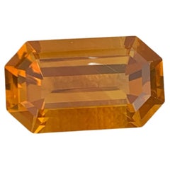 Harvest Orange Citrine 3.35 Carats Emerald Cut Natural Brazilian Gemstone