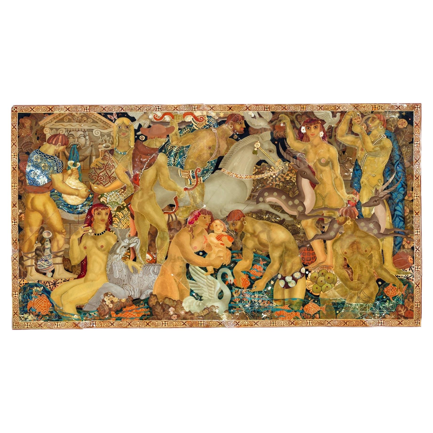 "Harvest Ritual", Monumental Art Deco Masterpiece by NY World's Fair Muralist