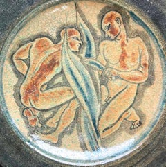 "Harvest Scene with Male Nudes" by Cochet for Lachenal Ceramic Works, 1920s