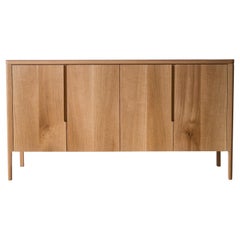 Harvest Sideboard in White Oak and Burgundy Leather