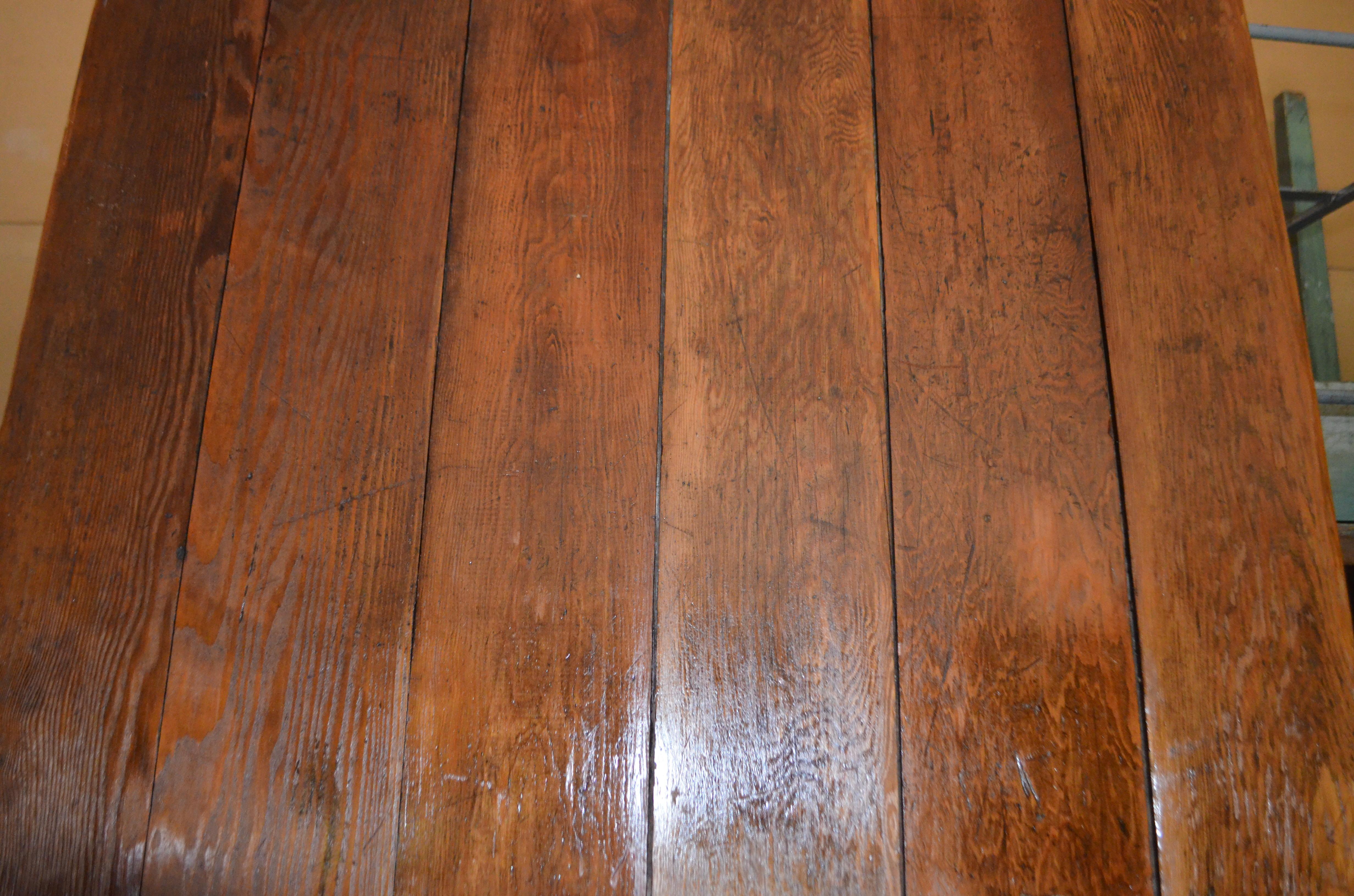 Harvest Table Handmade of Pine, Early 1900s, Legs Fold to Store For Sale 4