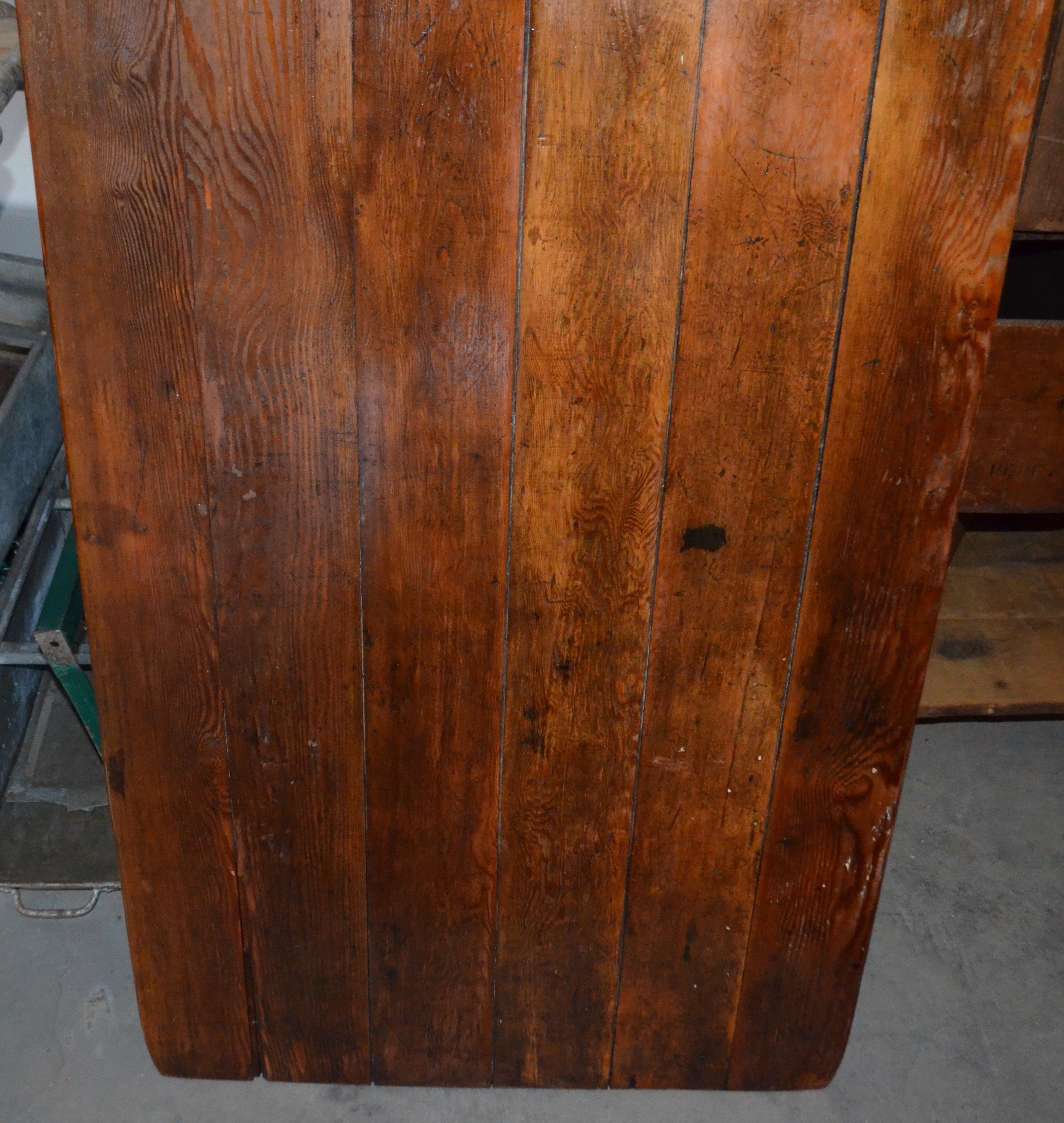 Harvest Table Handmade of Pine, Early 1900s, Legs Fold to Store For Sale 5