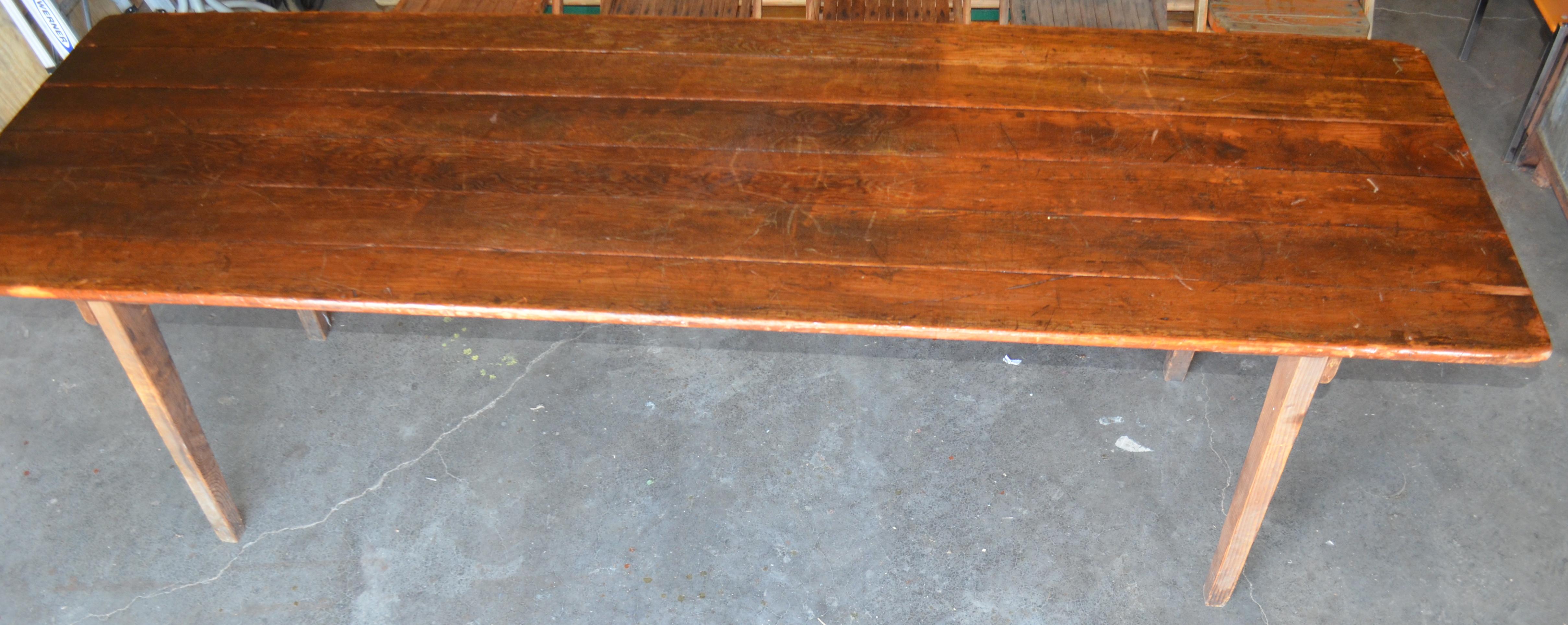 Harvest Table Handmade of Pine, Early 1900s, Legs Fold to Store For Sale 1