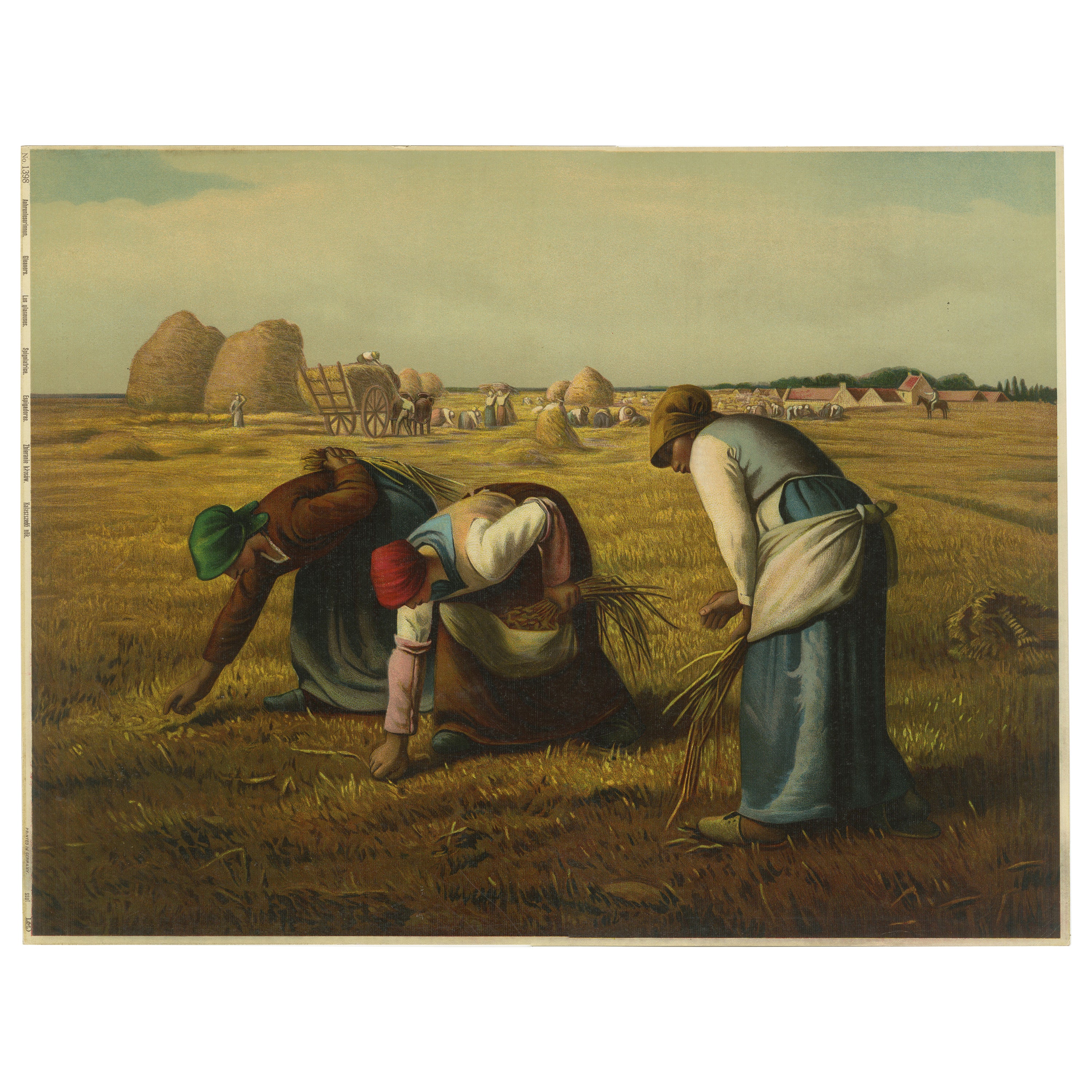 Harvest Workers in the Field, After Millet, Antique Chromolithograph, ca.1900
