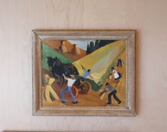 Harvesting The Wheat, Oil on Canvas, Italian, 1950s