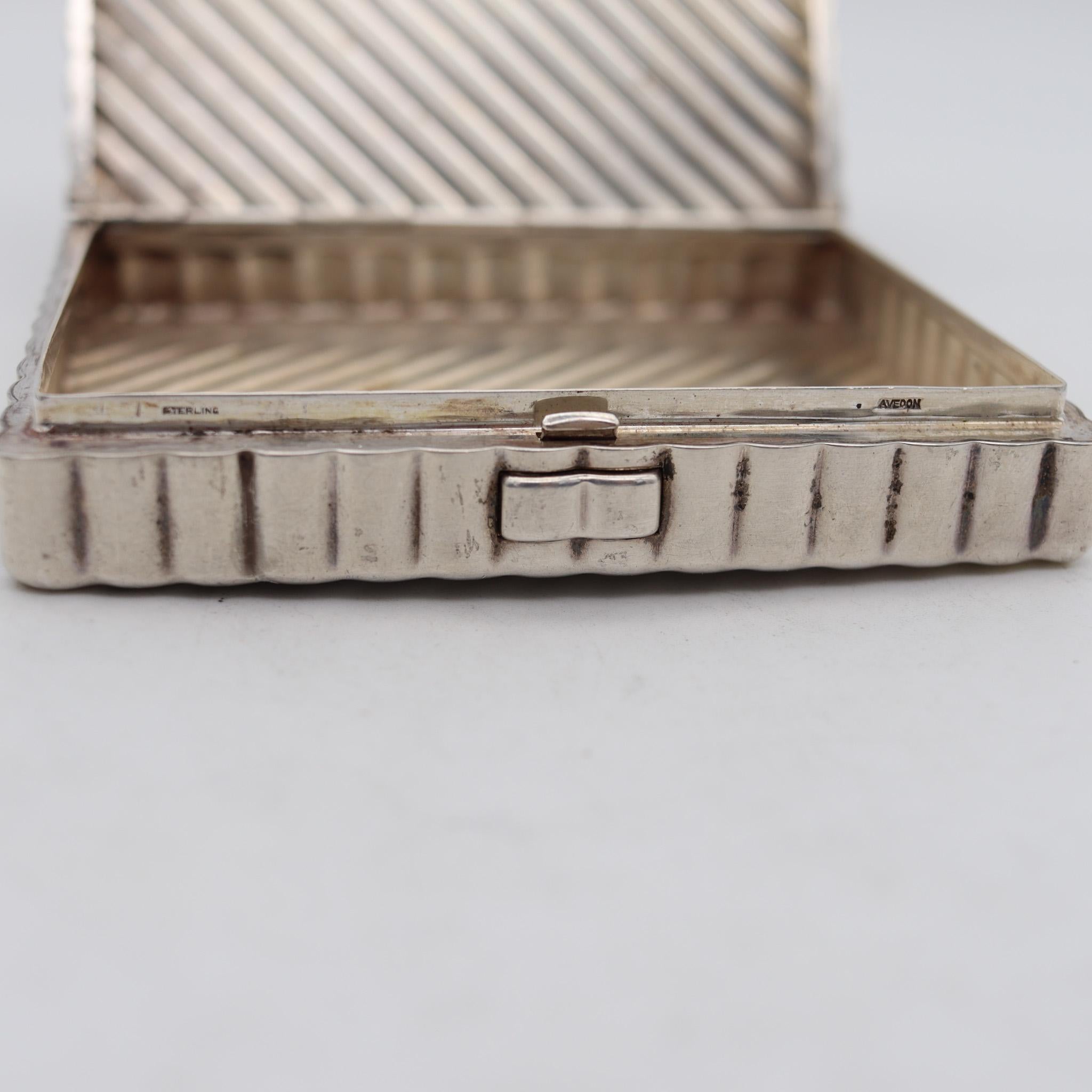 Harvey Avedon 1940 Art Deco Box In .925 Sterling Silver And 14Kt Yellow Gold In Excellent Condition In Miami, FL