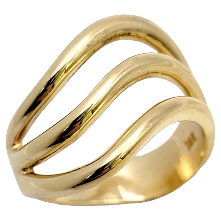 Harvey Begay Polished 18 Karat Yellow Gold Wave Design Band Ring 3