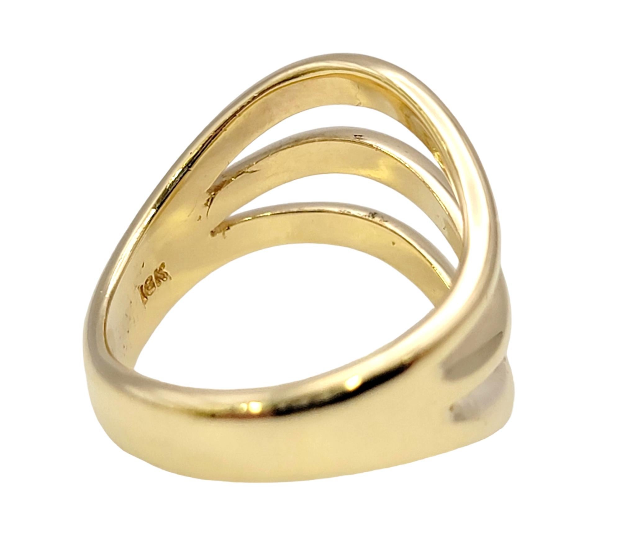 Harvey Begay Polished 18 Karat Yellow Gold Wave Design Band Ring 3 Strand Zigzag For Sale 1