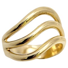 Harvey Begay Polished 18 Karat Yellow Gold Wave Design Band Ring 3 Strand Zigzag