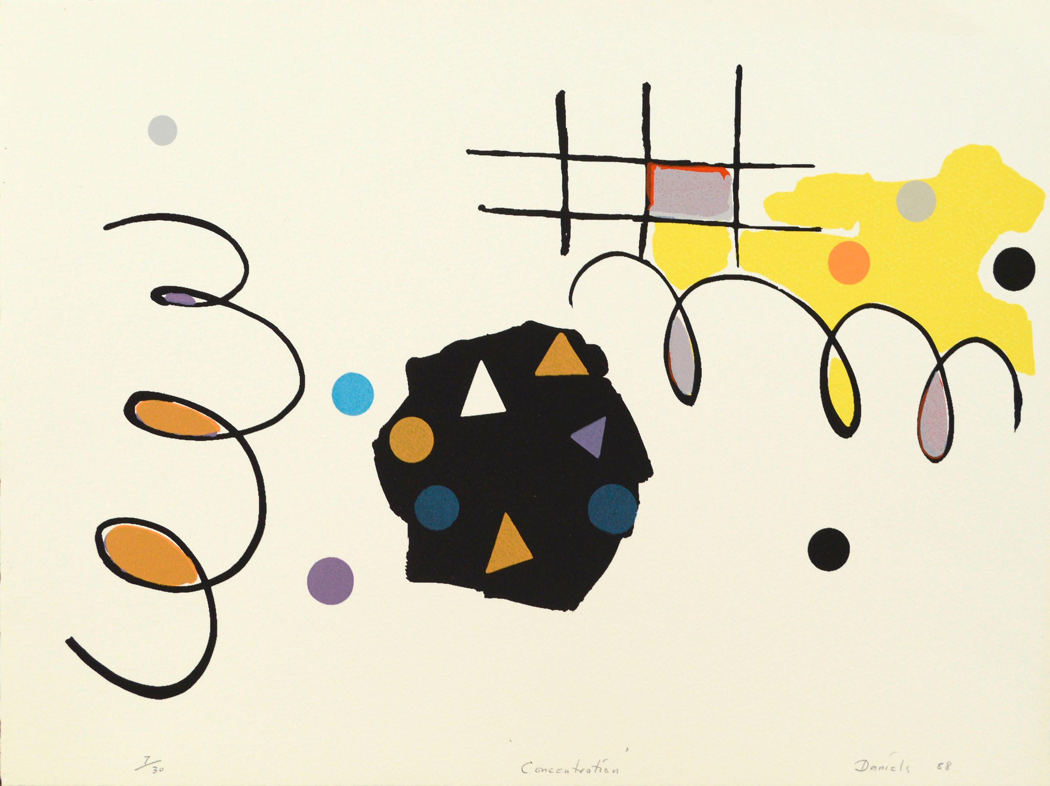 Abstract Print Harvey Daniels - « Concentration », sérigraphie géométrique abstraite, 7/30