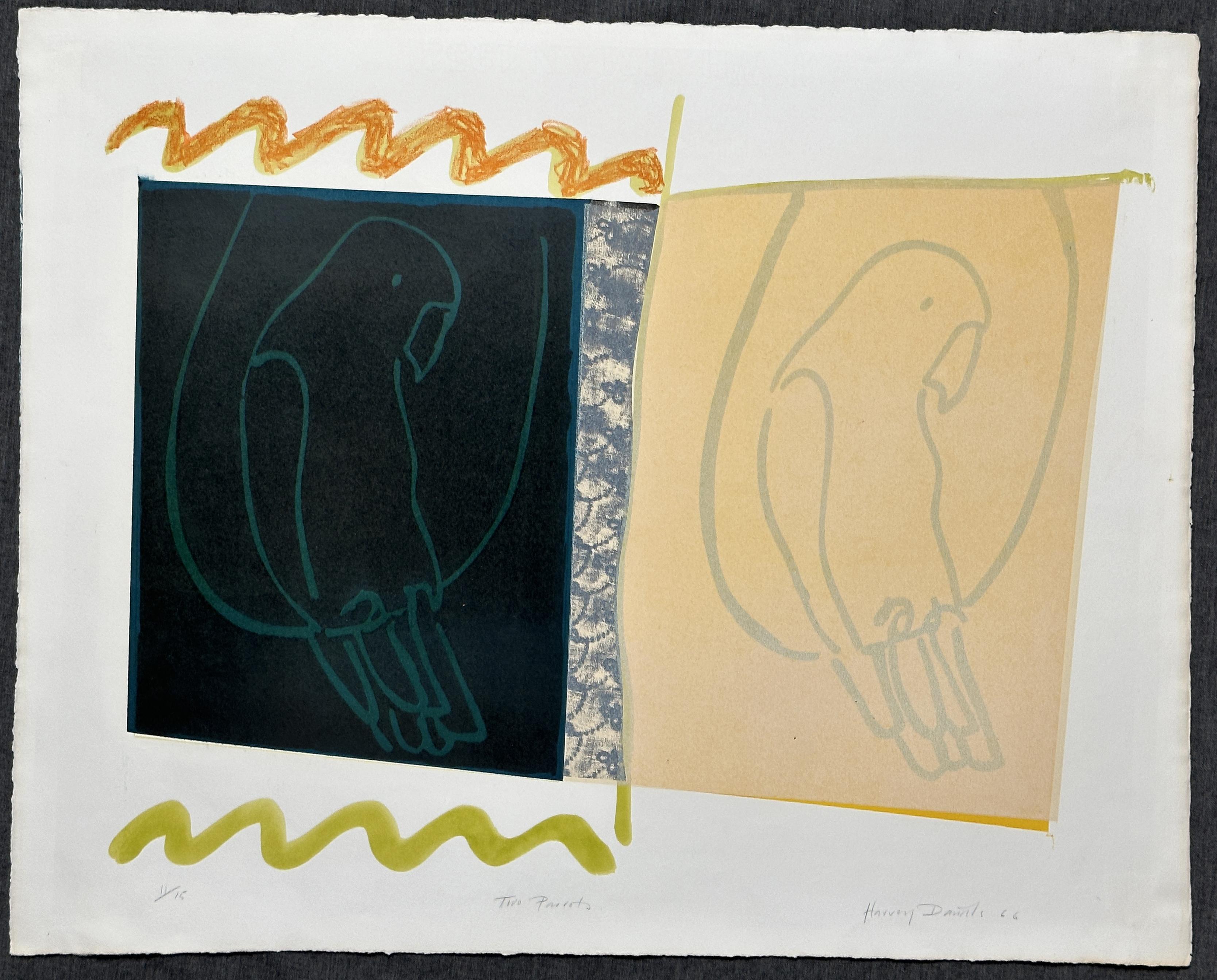 Deux perroquets - Lithographie originale signée de 1966 - Pop Art en vente 2