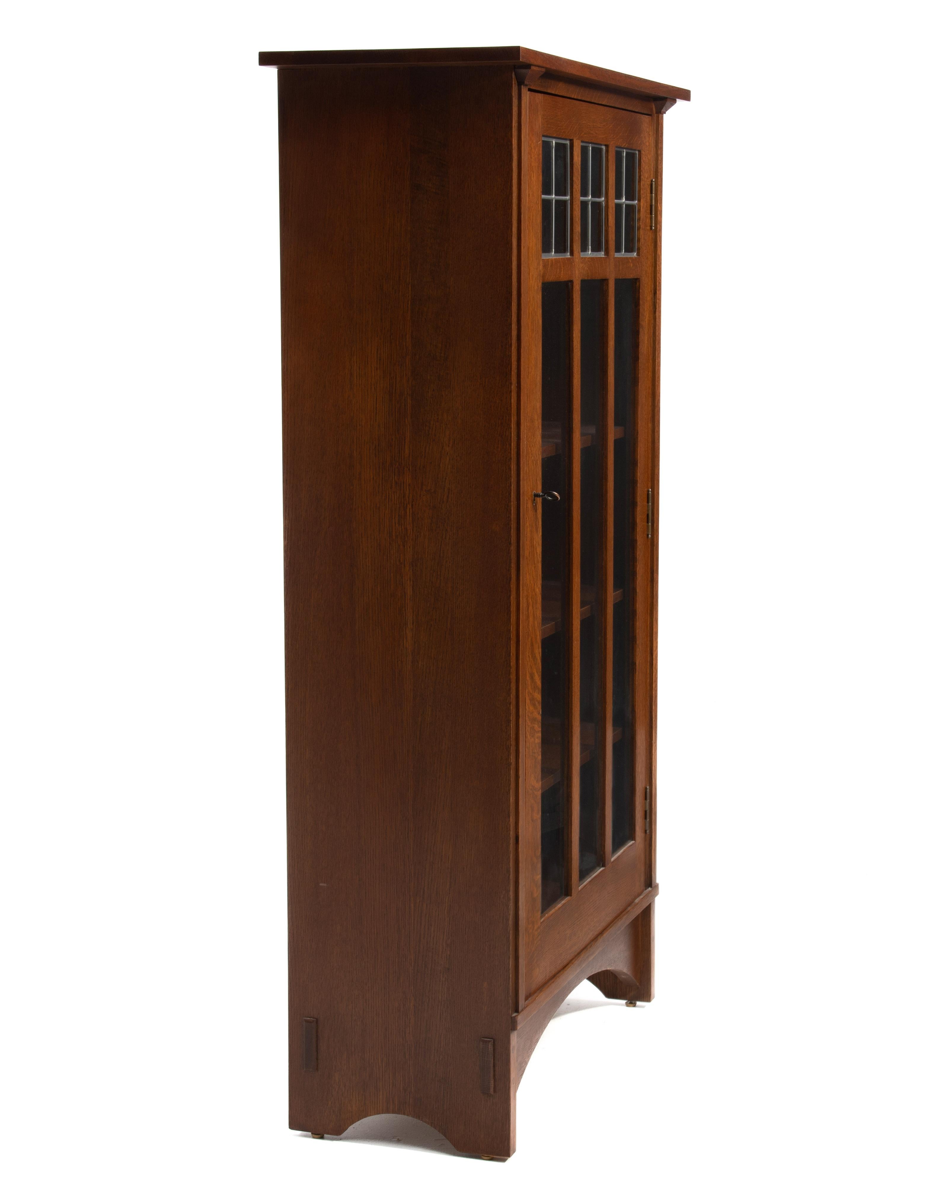 American Harvey Ellis Gustav Stickley 2014 Single Door Arts & Crafts Mission Oak Bookcase