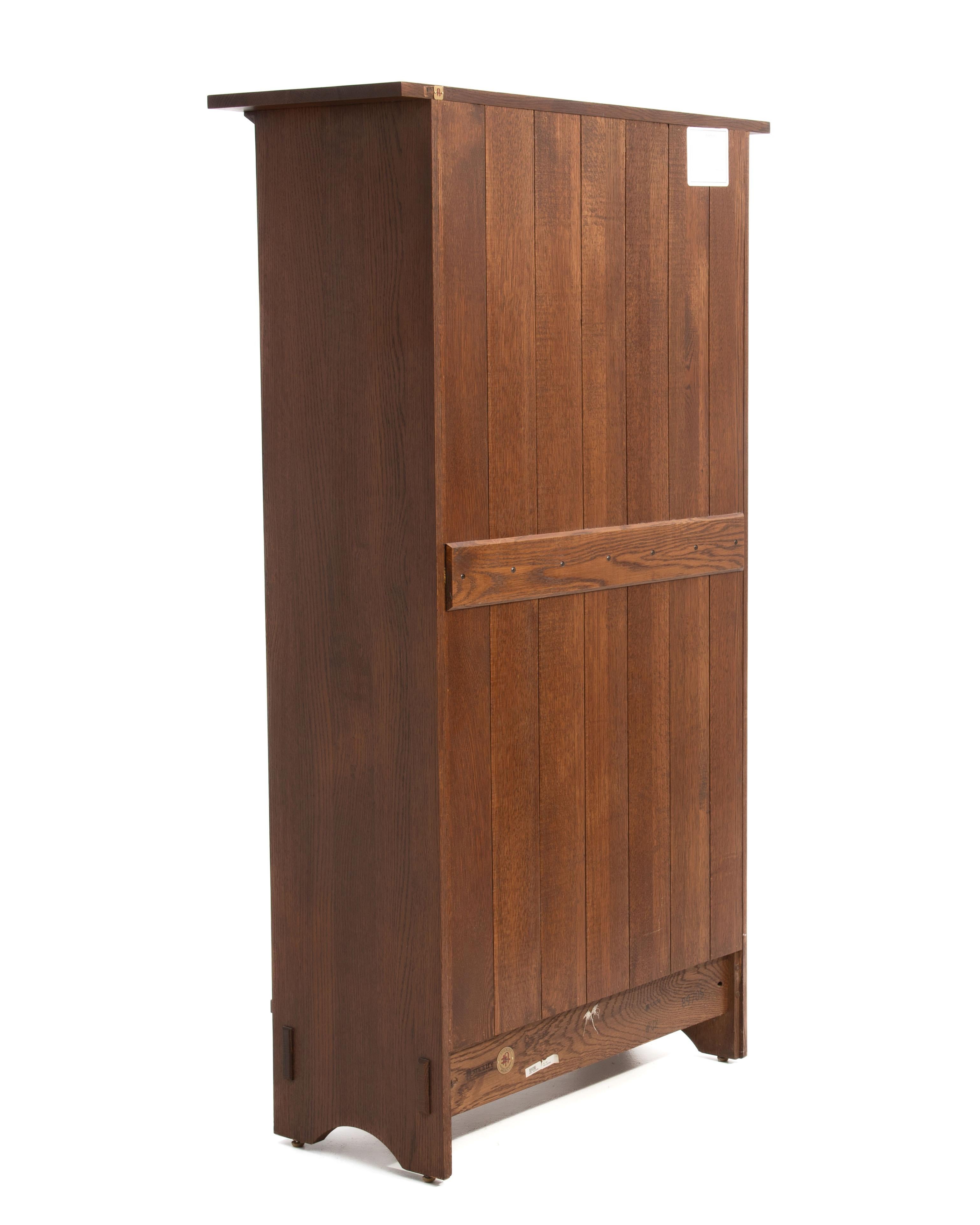 Contemporary Harvey Ellis Gustav Stickley 2014 Single Door Arts & Crafts Mission Oak Bookcase