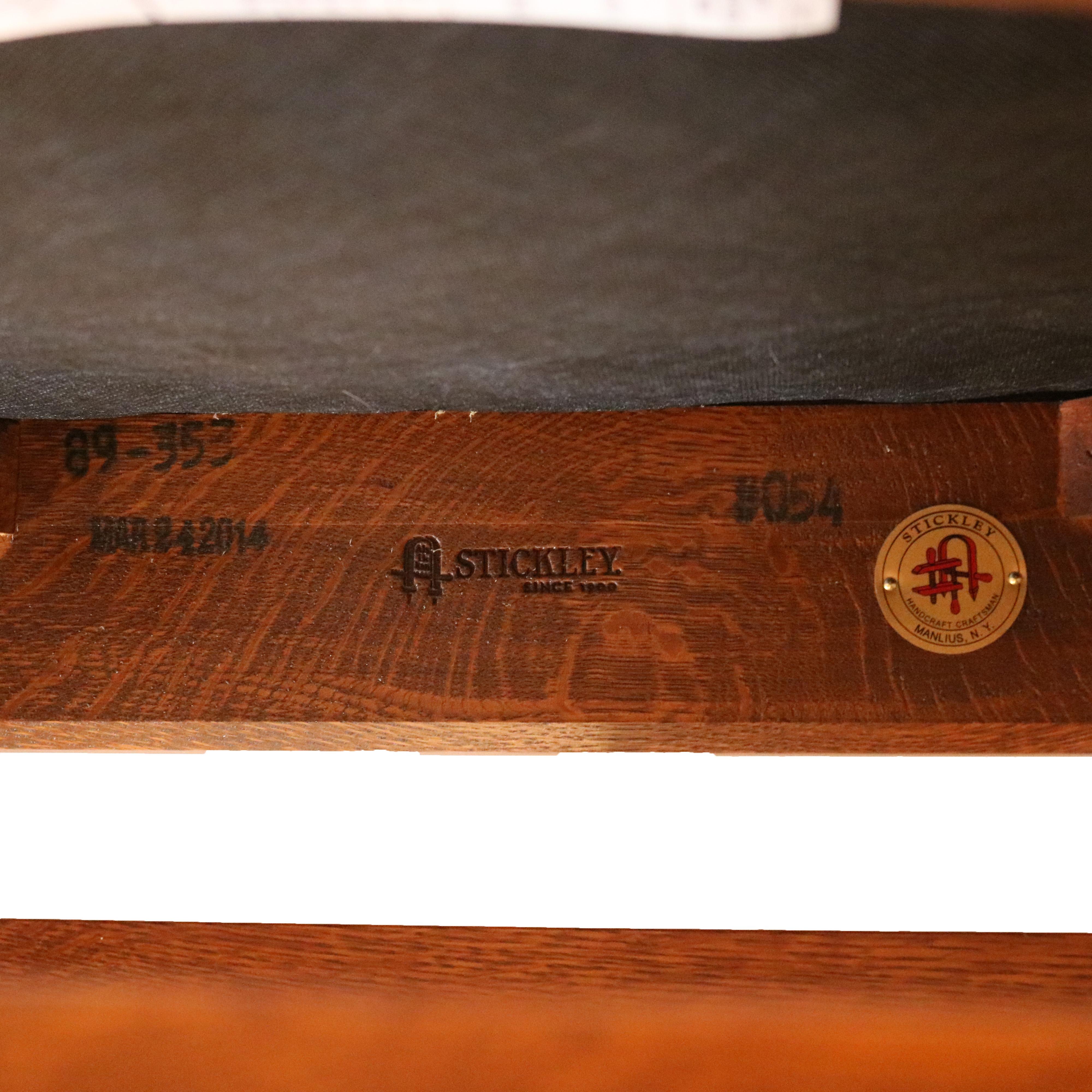Harvey Ellis Signed Stickley Arts & Crafts Inlaid Mission Oak Slat Back Rocker In Good Condition In Big Flats, NY