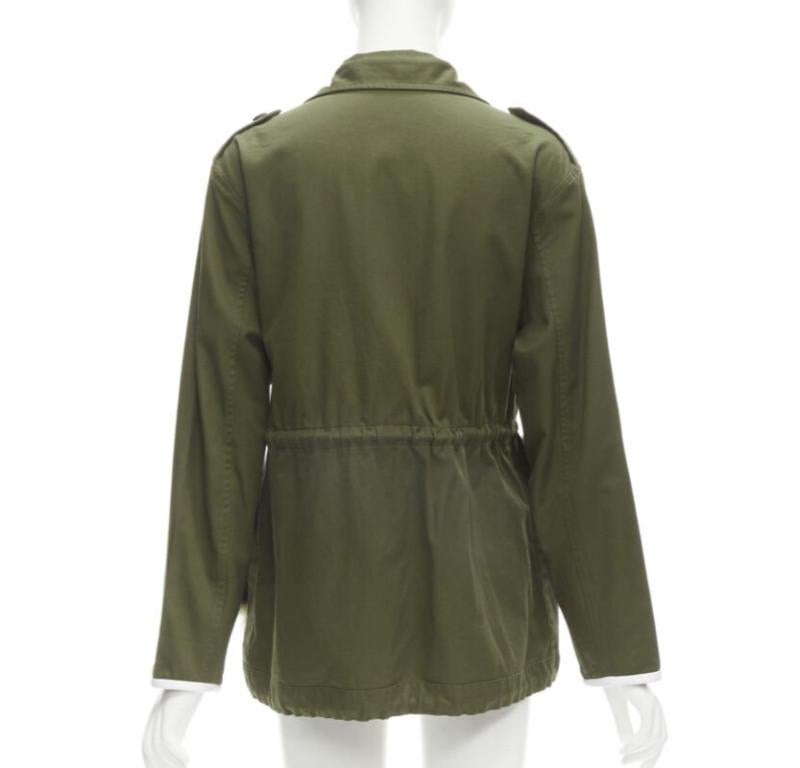 HARVEY FAIRCLOTH veste à cordon de serrage à poches en fourrure de renard en coton multi imprimé vert S en vente 1