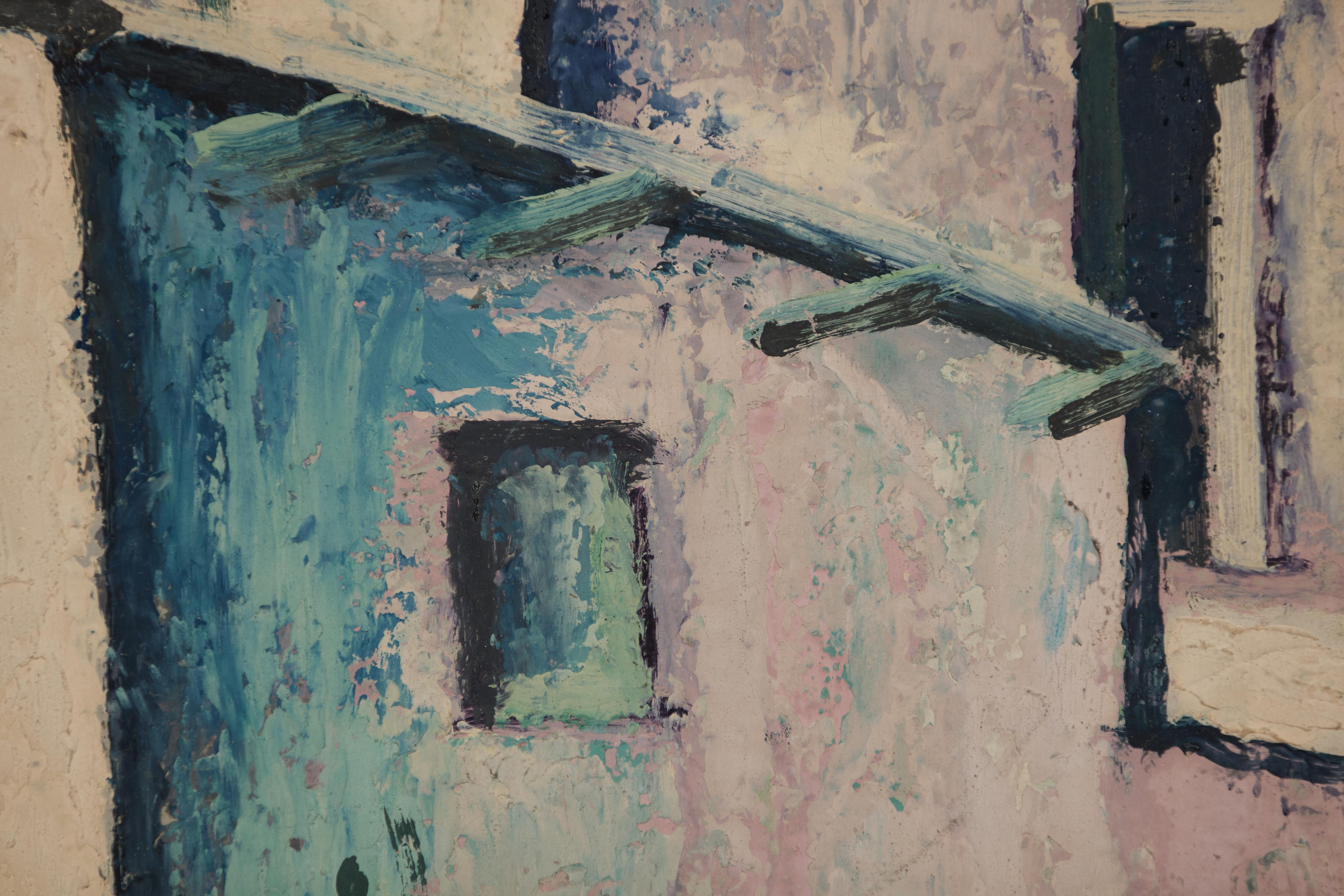 Harvey Gregory Prusheck (Slowenisch/Amerikanisch, 1887-1940)
Adobe-Häuser, New Mexico
Öl auf Karton
Signiert unten rechts
14 x 17 Zoll
19,5 x 22,5 Zoll, gerahmt

Harvey Gregory Prusheck war ein slowenisch-amerikanischer Künstler und Kunstlehrer.