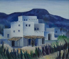 Adobe House, New Mexico, 20. Jahrhundert, Gemälde des slowenisch-amerikanischen Künstlers