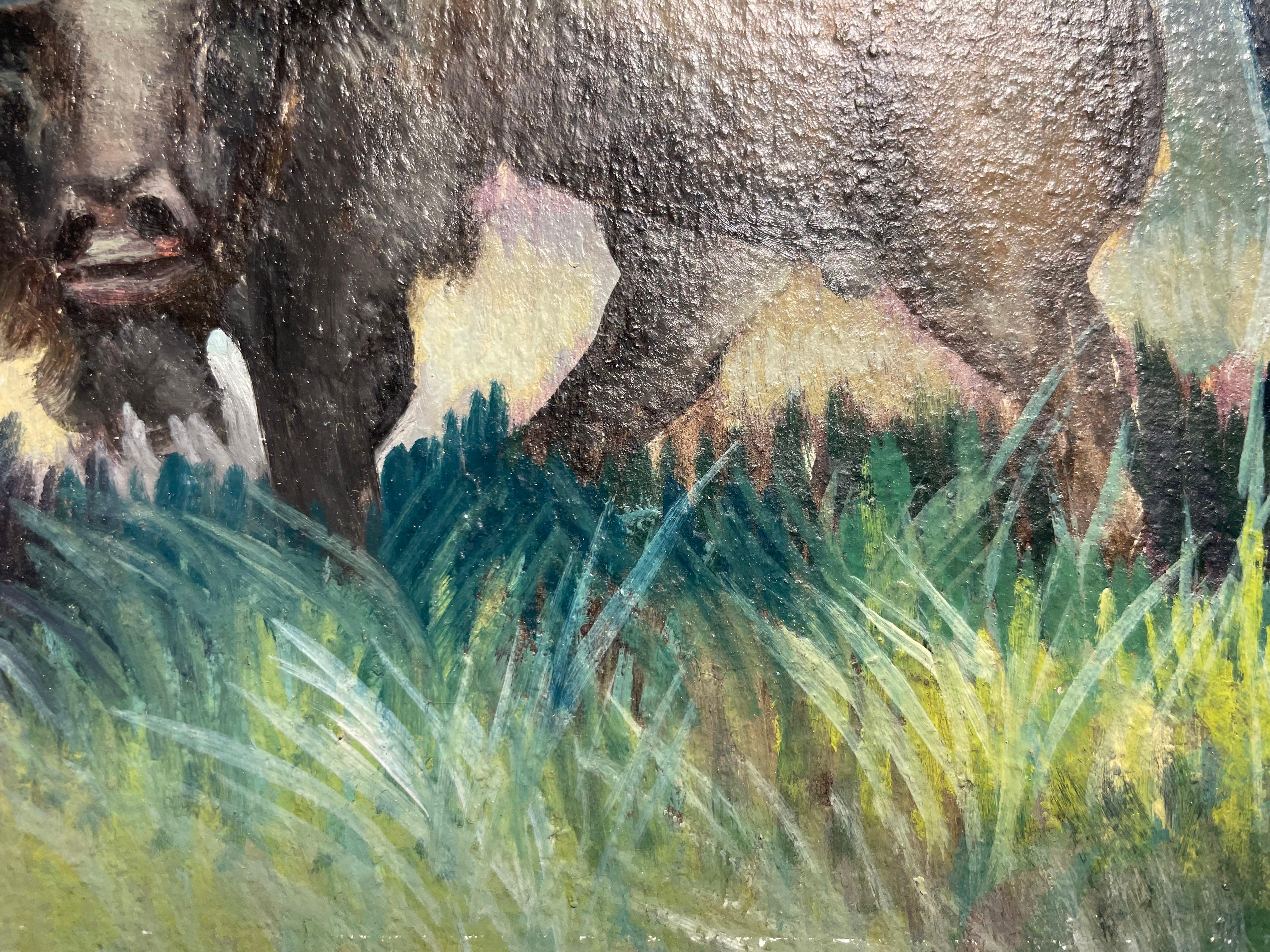 Bisonte, Paesaggio ad olio del XX secolo, Artista della Scuola di Cleveland in vendita 1