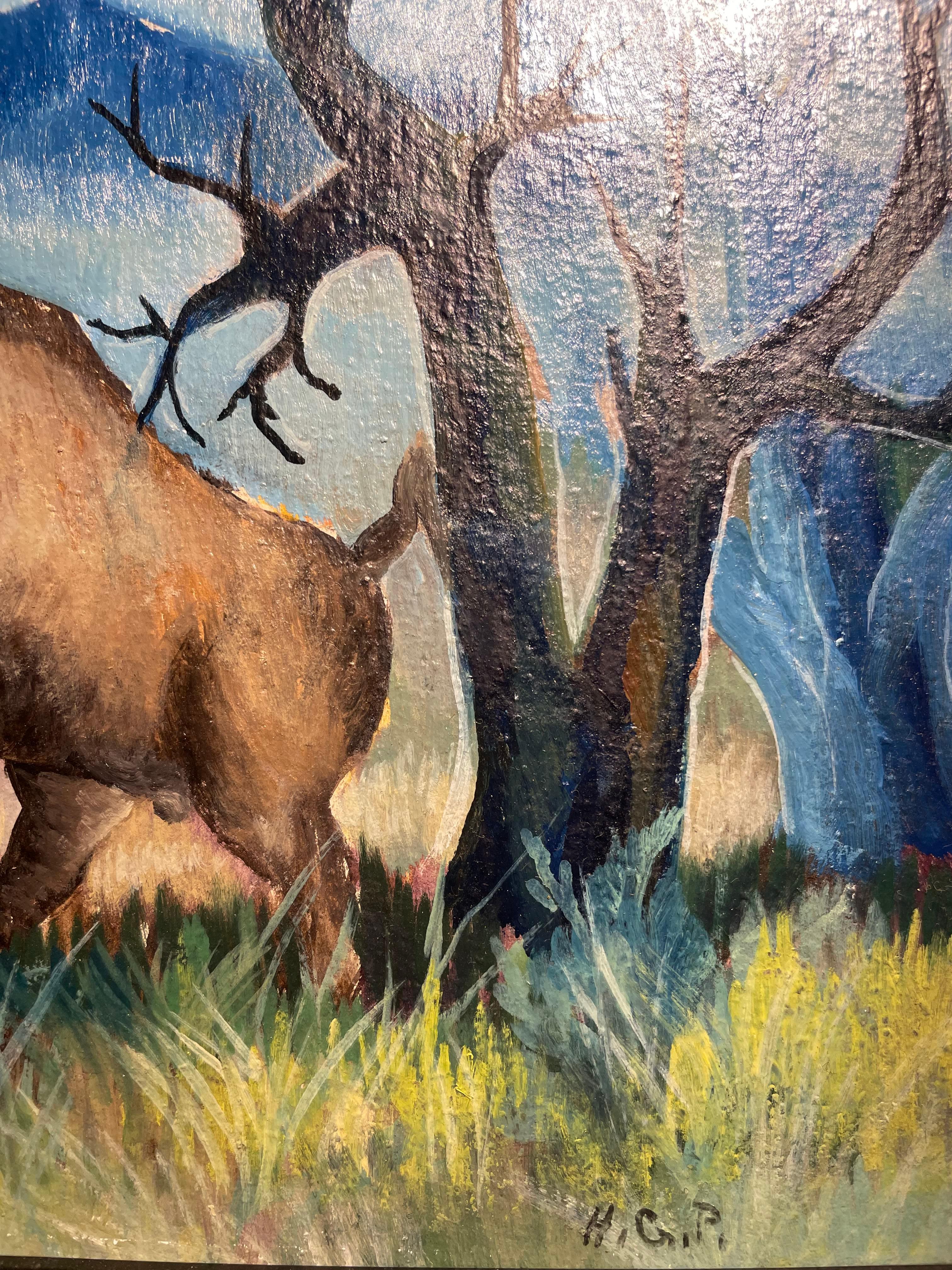 Bisonte, Paesaggio ad olio del XX secolo, Artista della Scuola di Cleveland in vendita 2