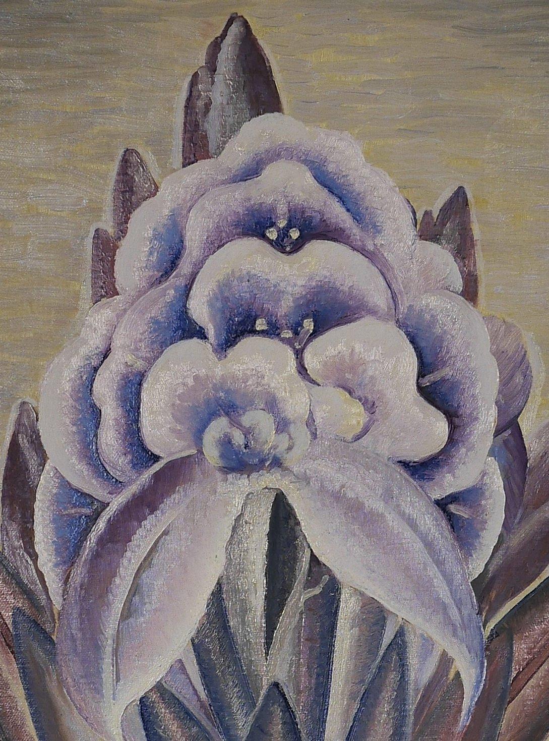 Orchidée Vanda, 20ème siècle Nature morte de fleurs violettes - Modernisme américain Painting par Harvey Gregory Prusheck
