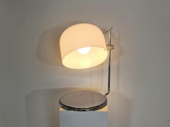 Harvey Guzzini Adjustable White Stainless Steel Table Lamp 1960s