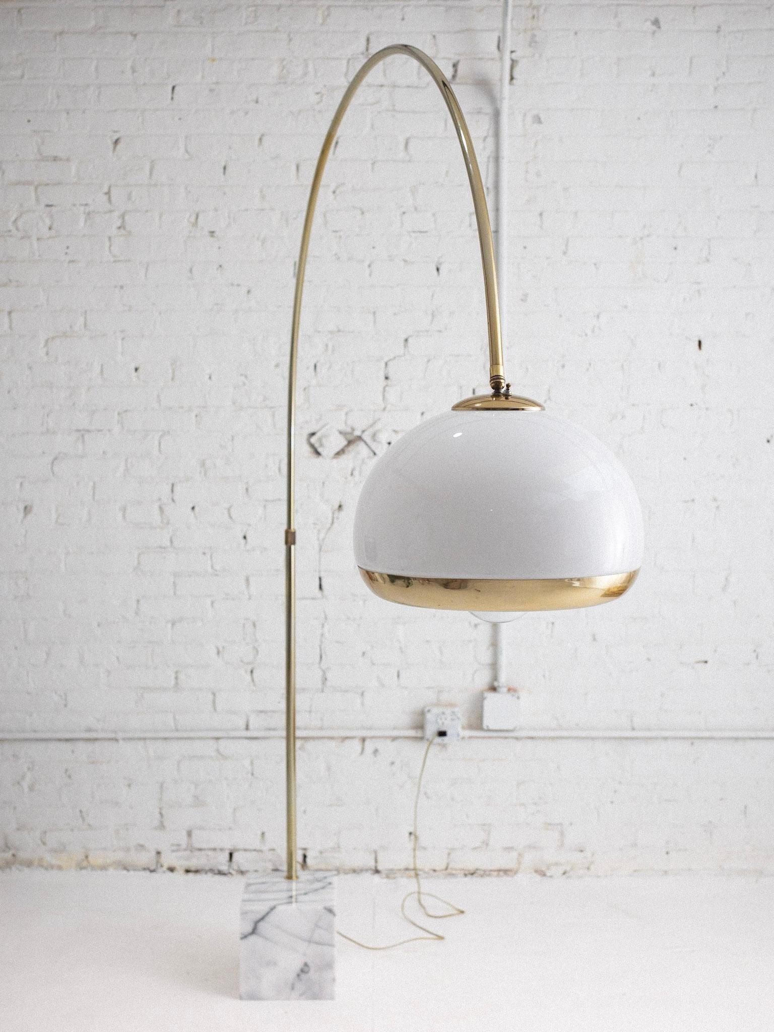 Space Age Harvey Guzzini Arc Floor Lamp With Marble Base For Sale