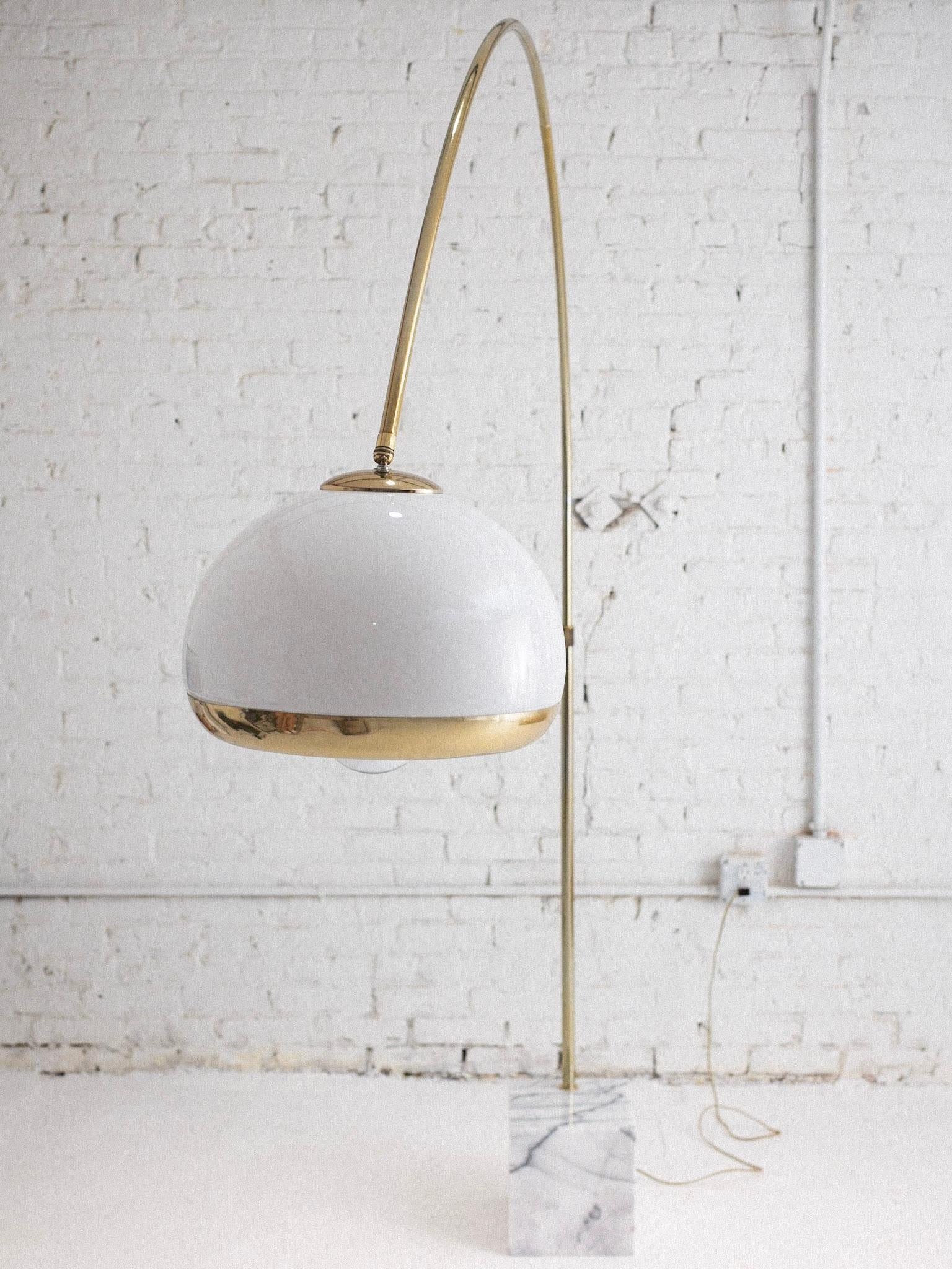 Italian Harvey Guzzini Arc Floor Lamp With Marble Base For Sale