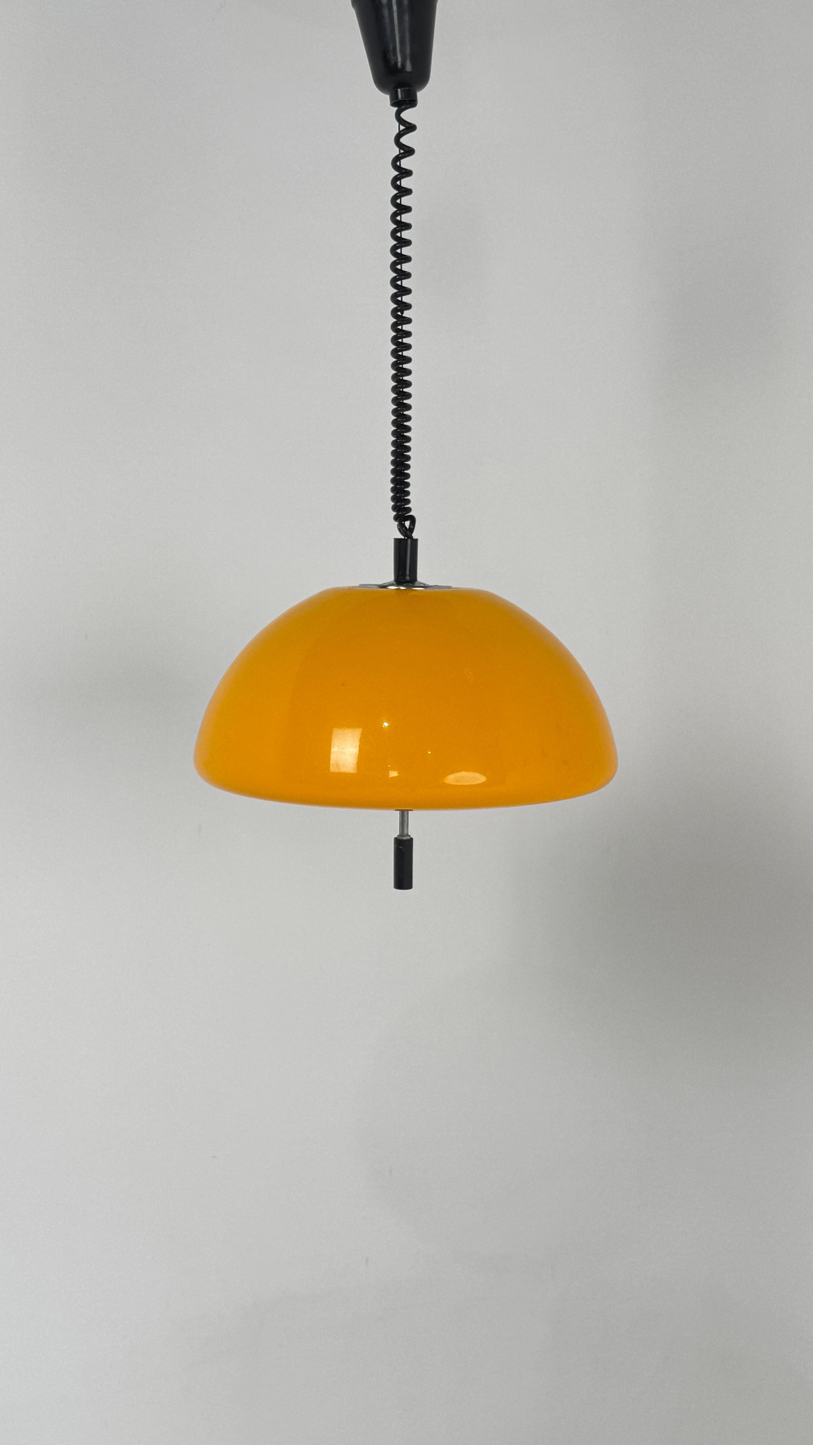 Slovenian Harvey Guzzini Cabras Vintage Yellow pendant light For Sale