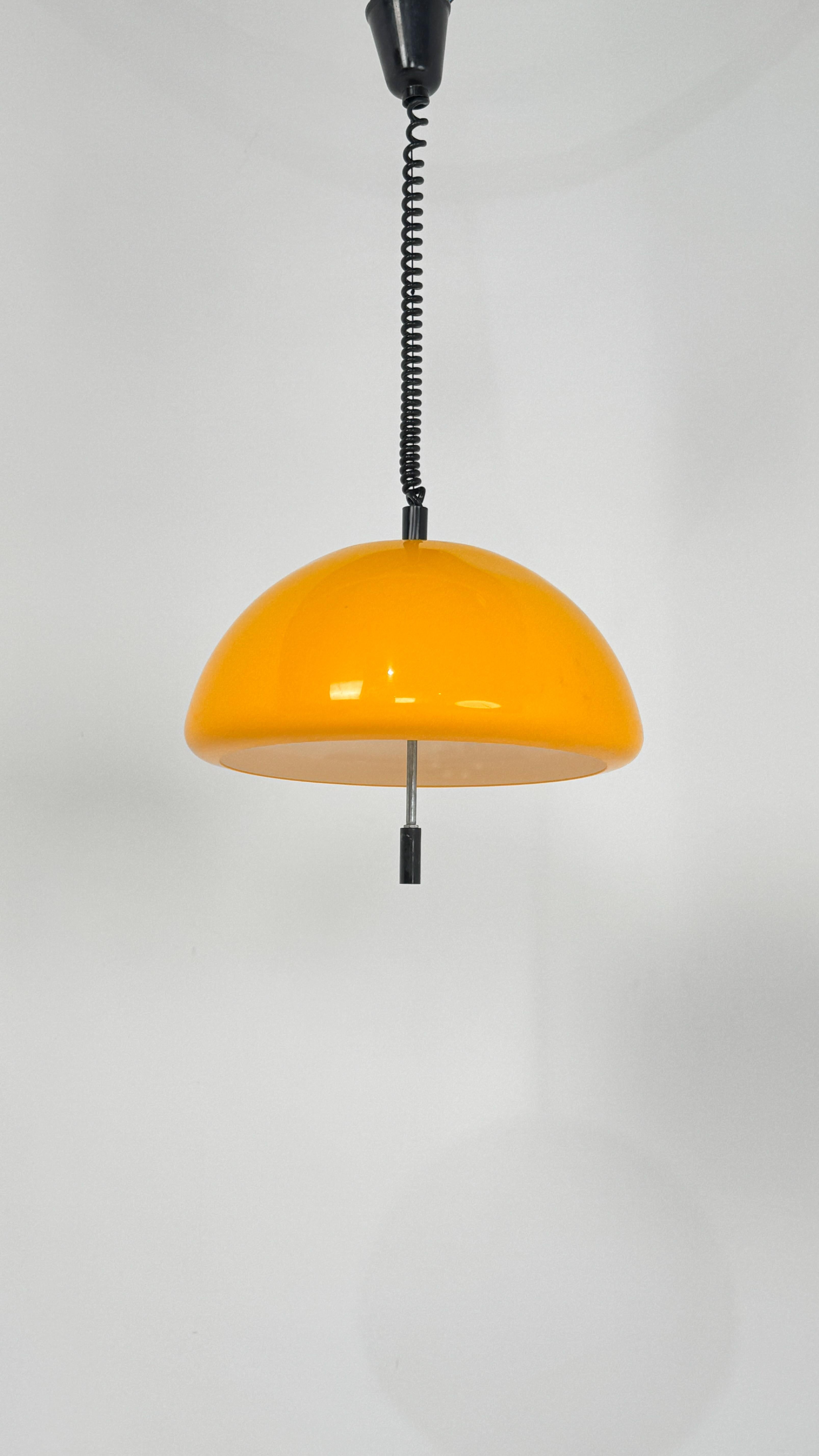 Acrylic Harvey Guzzini Cabras Vintage Yellow pendant light For Sale