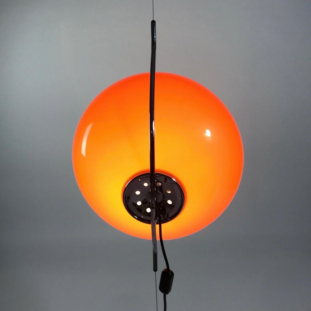 Harvey Guzzini Ceiling Light 1970, Italy, Space Age Orange Hanging Light  In Good Condition In Haderslev, DK