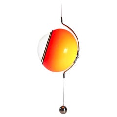 Harvey Guzzini Ceiling Light 1970, Italy, Space Age Orange Hanging Light