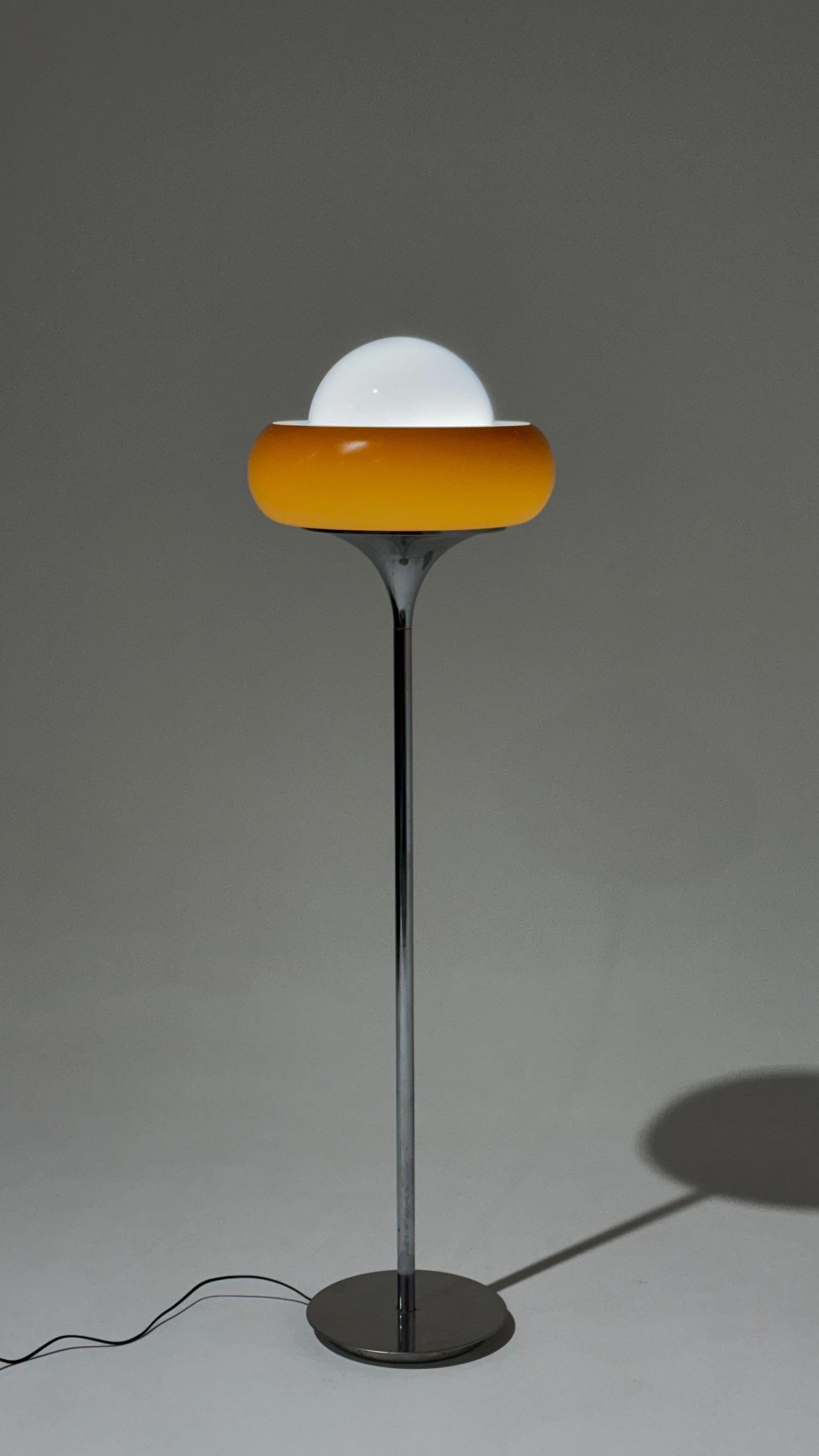 Metal Harvey Guzzini Jadran Vintage Floor Lamp Meblo Made in Yugoslavia Space Age 70s For Sale