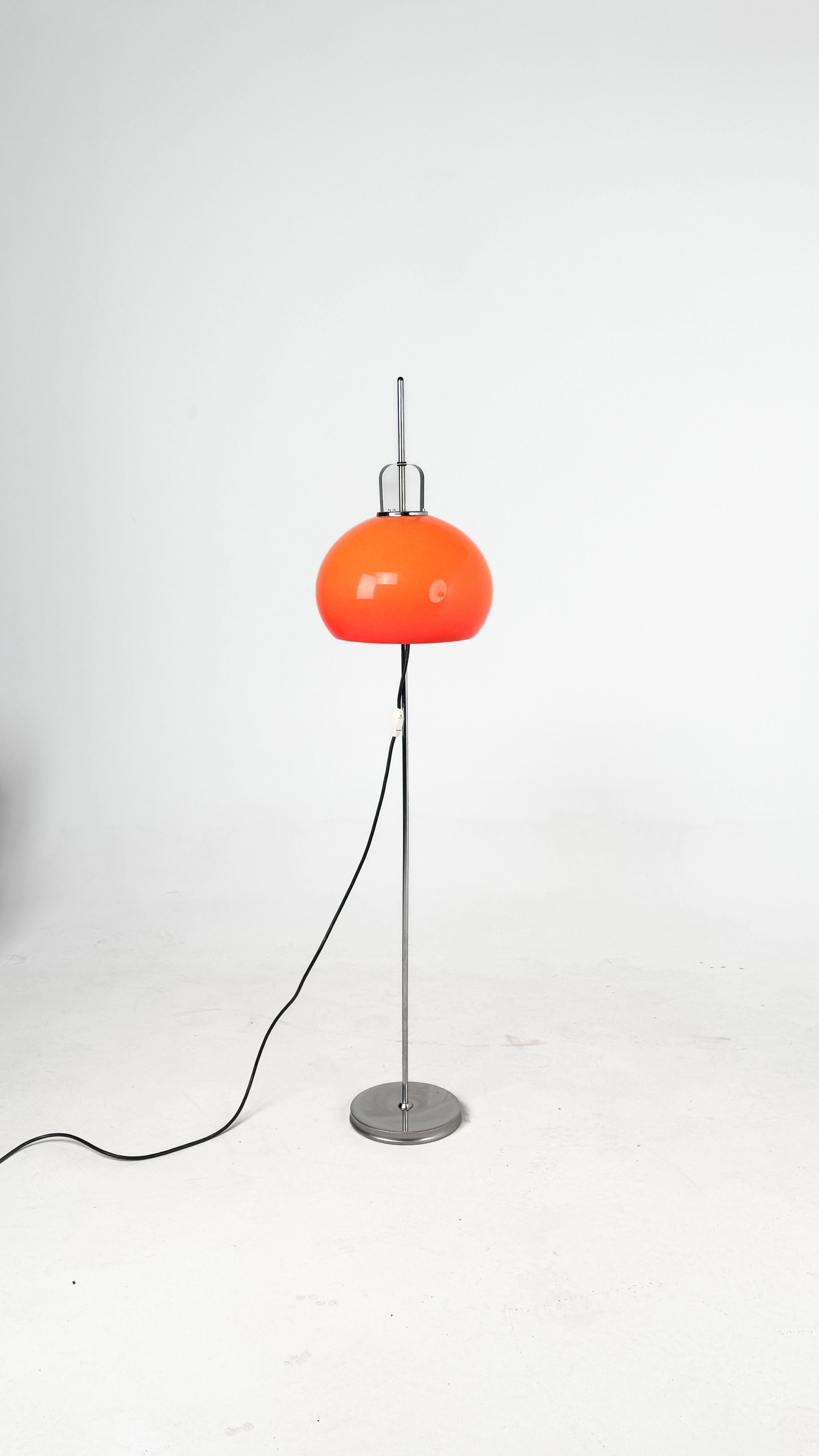 Late 20th Century Harvey Guzzini Lucerna Vintage Orange Floor Lamp For Sale