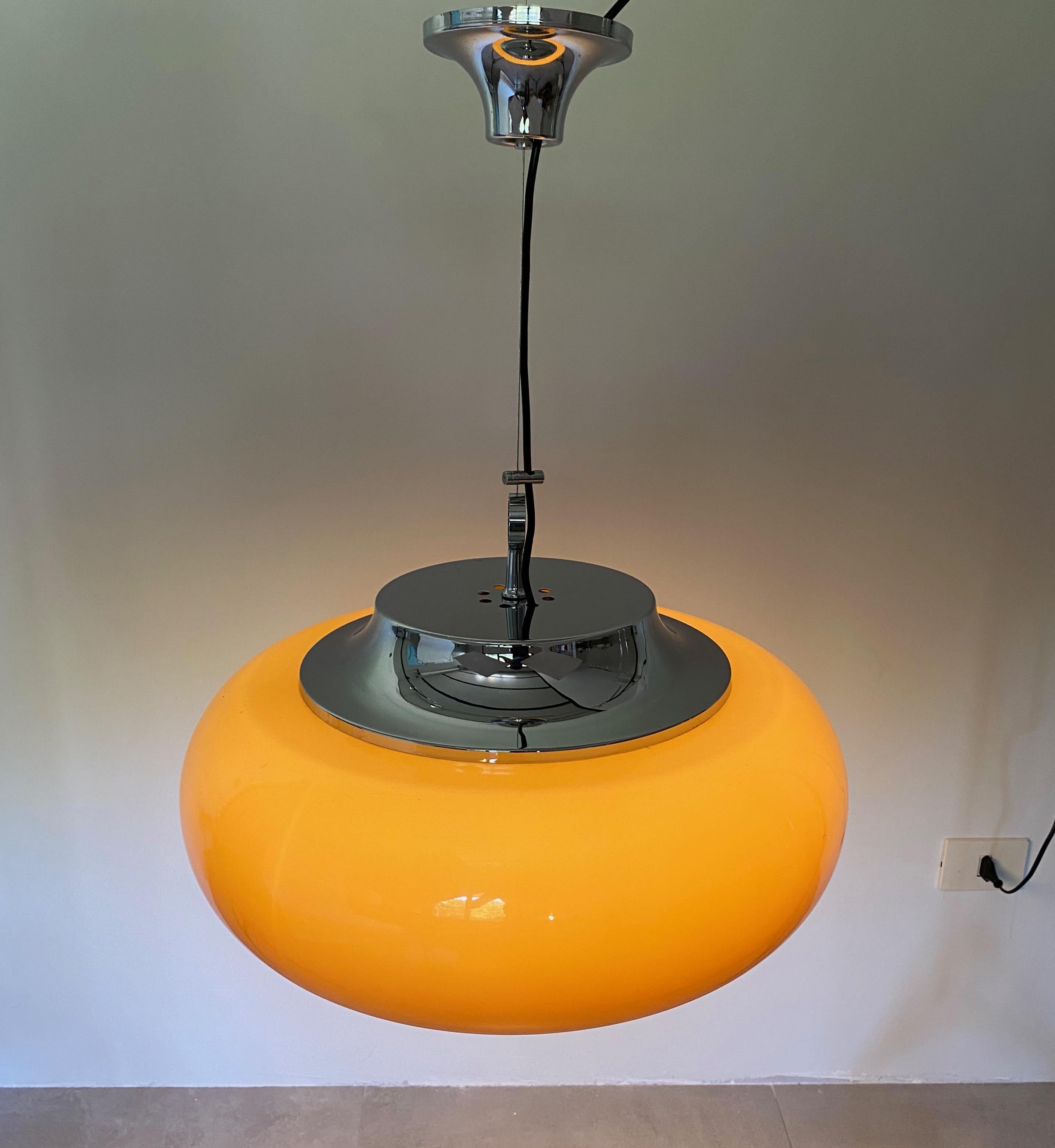 Mid-Century Modern Harvey Guzzini Meblo Chandelier Lamp, Italy, 1970s