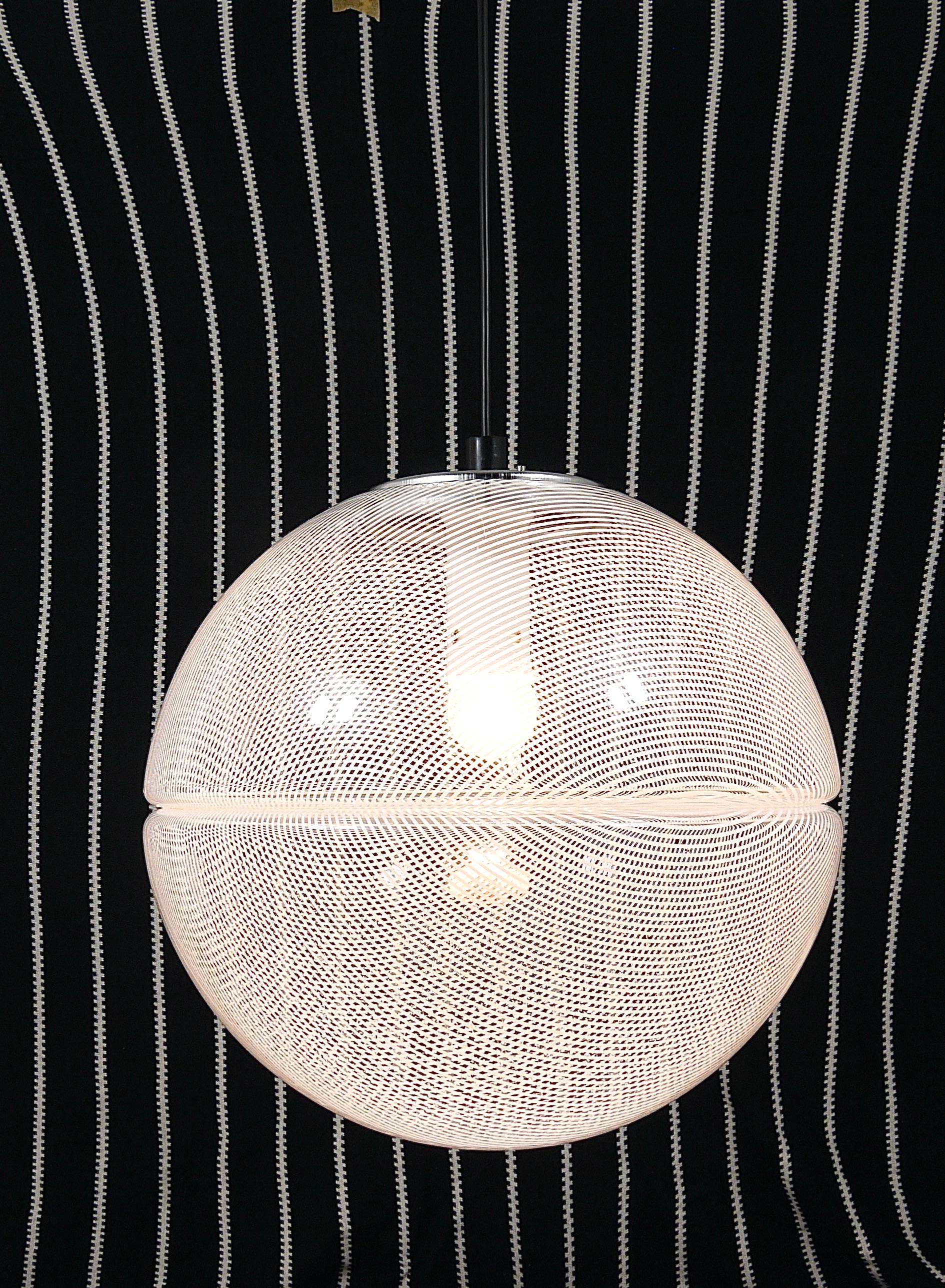 Harvey Guzzini Post-Modern Striped Op-Art Globe Pendant Lamp by Meblo, 1970s For Sale 8