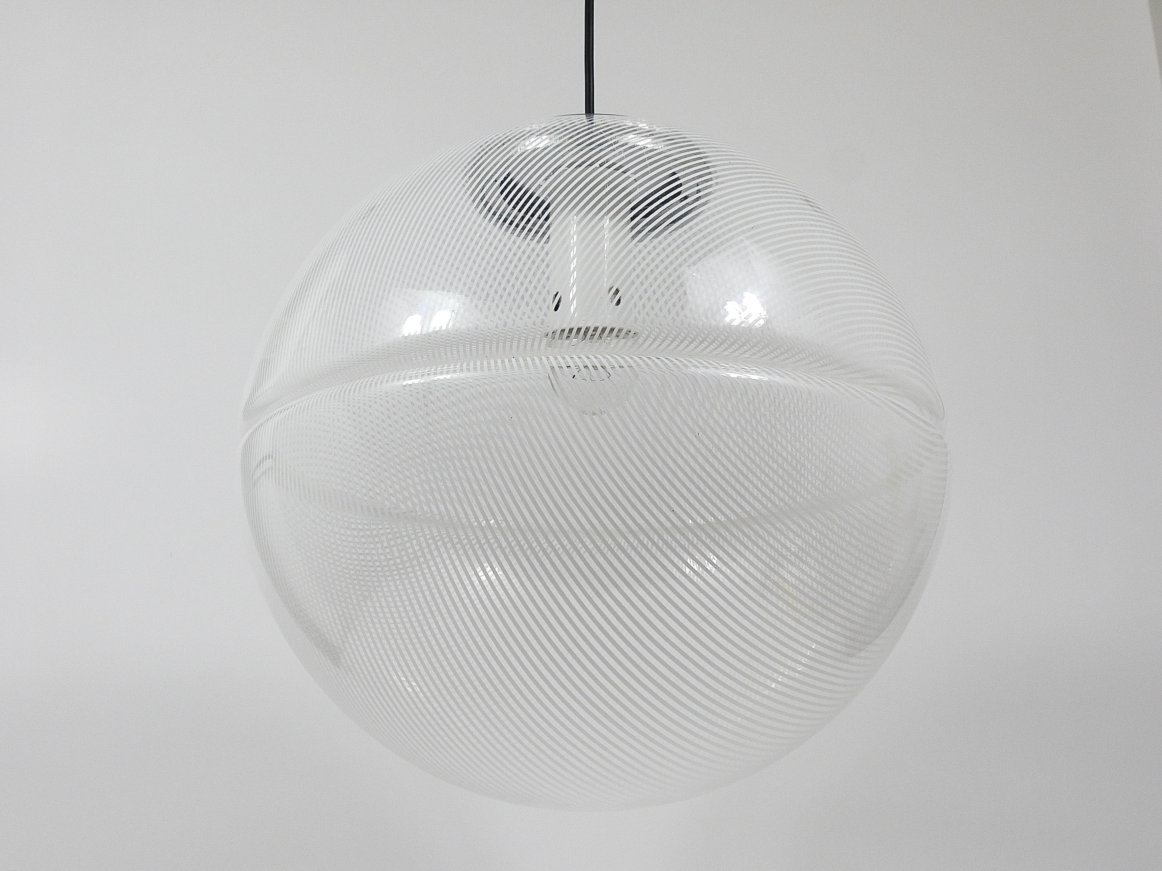 Harvey Guzzini Post-Modern Striped Op-Art Globe Pendant Lamp by Meblo, 1970s For Sale 10