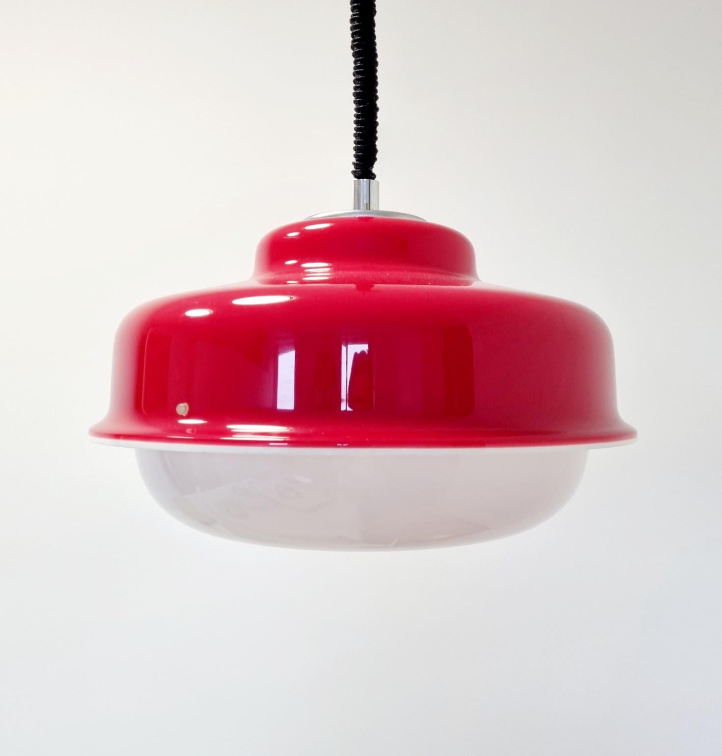 Plastic Harvey Guzzini Red Ceiling Lamp, Italian Design, Italy 70s