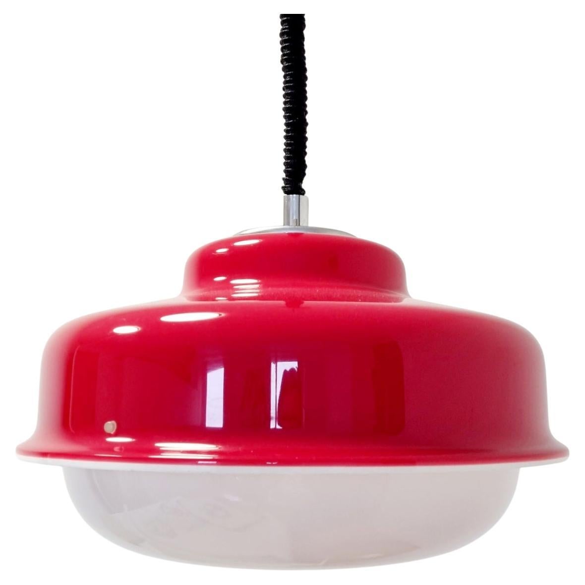 Harvey Guzzini Red Ceiling Lamp, Italian Design, Italy 70s