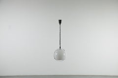 Harvey Guzzini Style 1970s Adjustable Globe Pendant Lamp, Chrome & Plastic