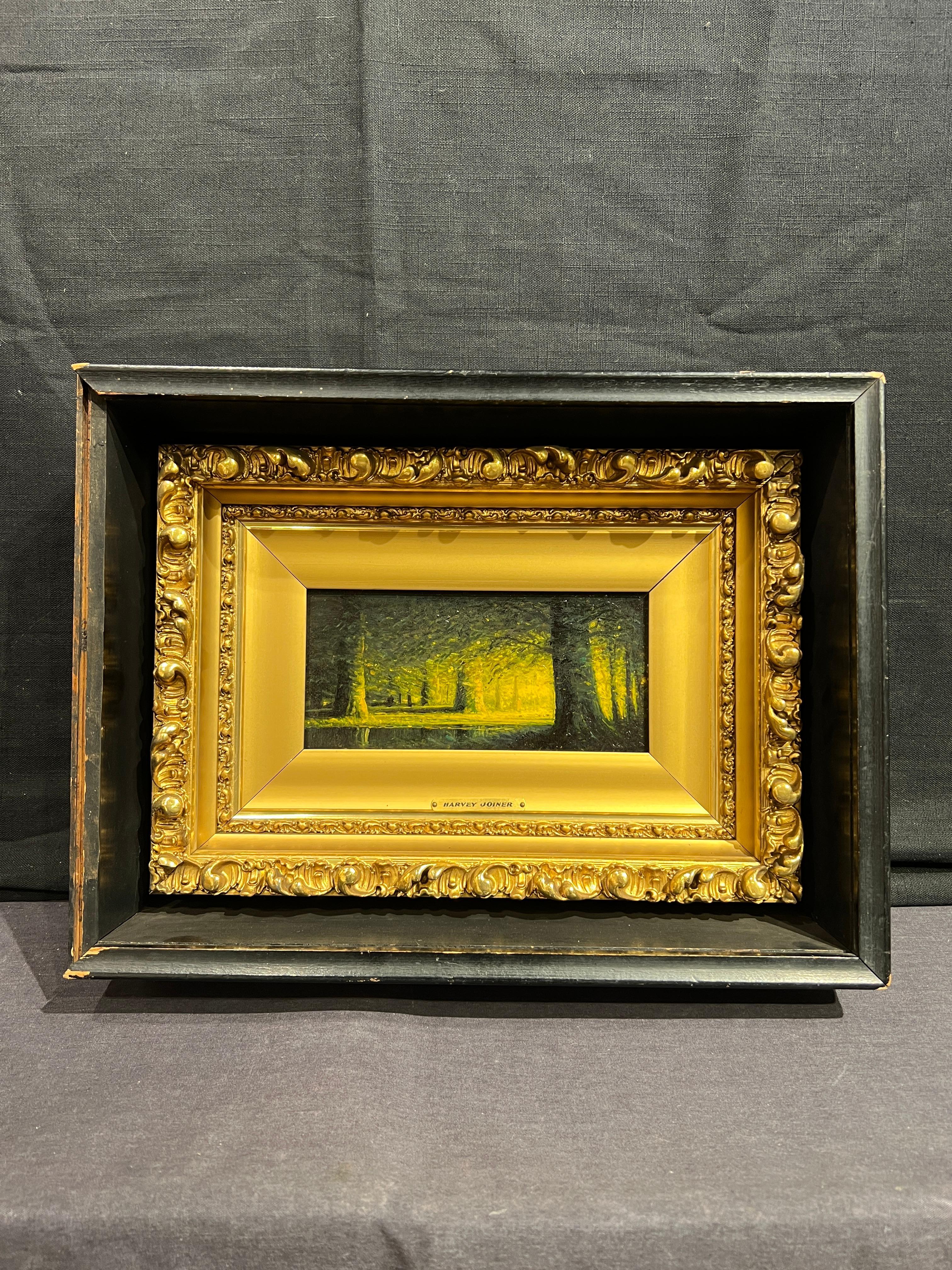 Una luce dorata attraverso le faggete - Painting Tonalismo di Harvey Joiner