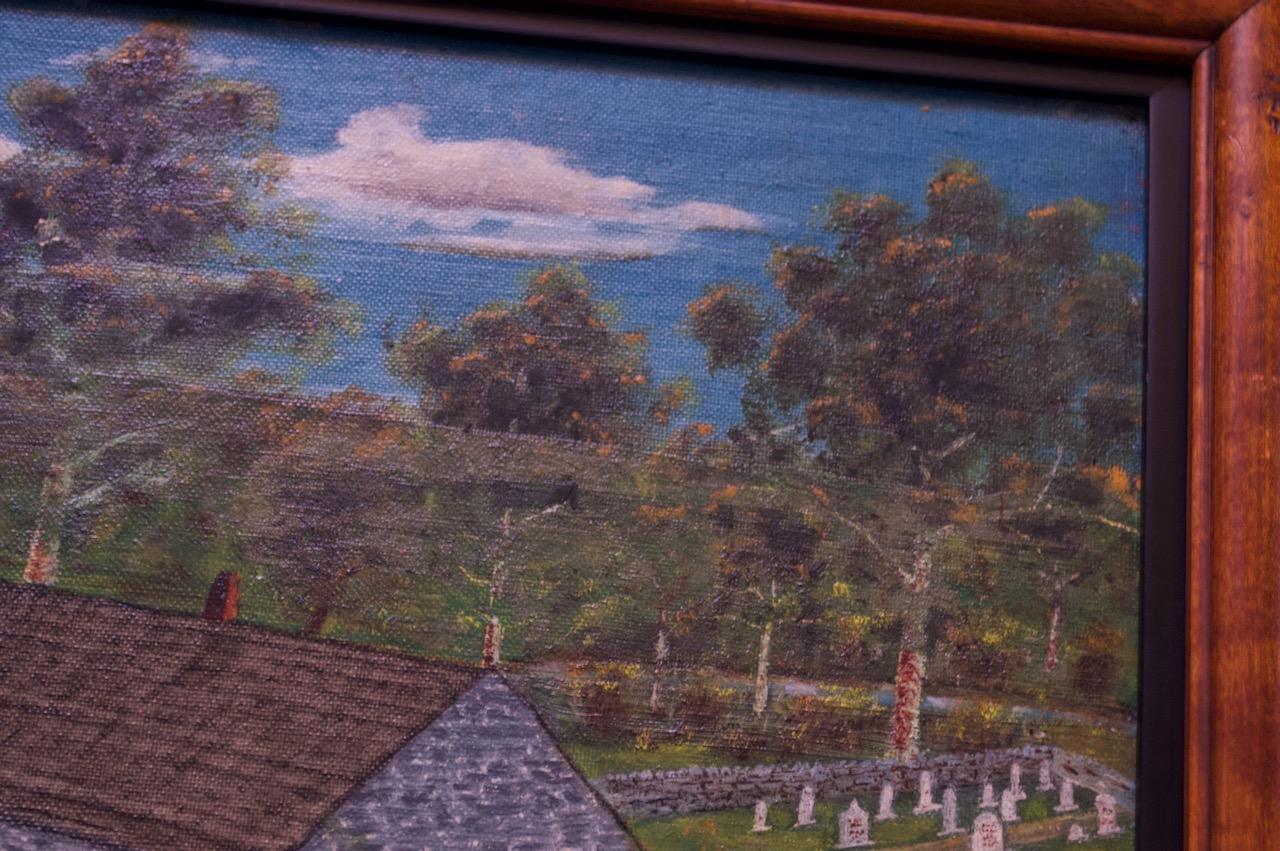 Paint Harvey Milligan Amish Farmhouse Pastoral Scene Oil on Canvas For Sale