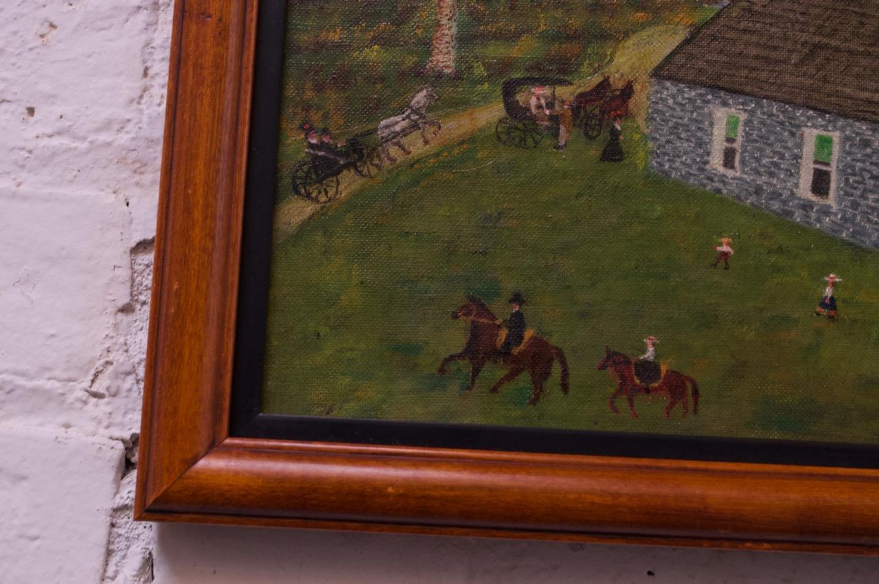 Harvey Milligan Amish Farmhouse Pastoral Scene Huile sur toile en vente 4